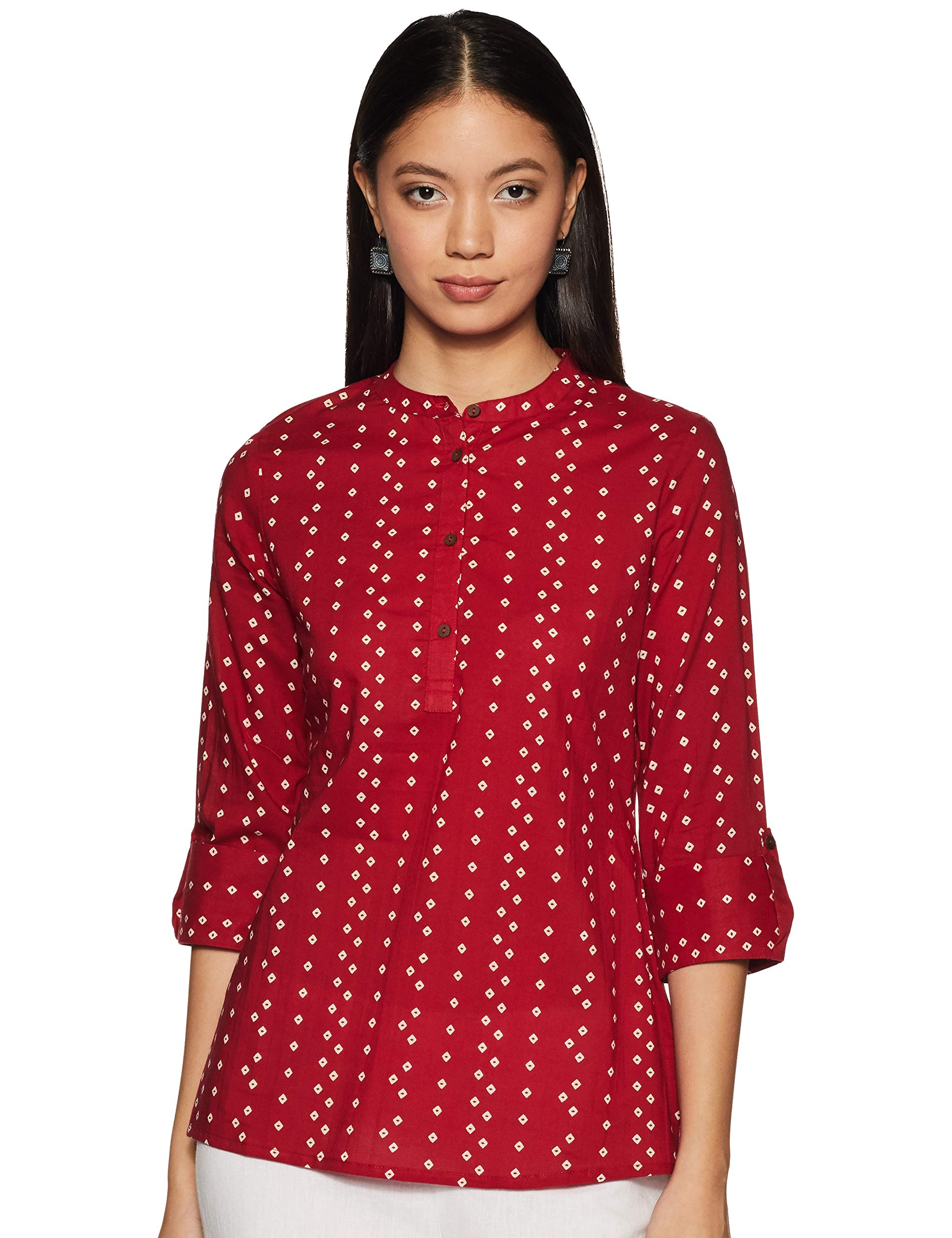 Amazon Brand - MyxWomen's Printed Regular Cotton Short Kurti