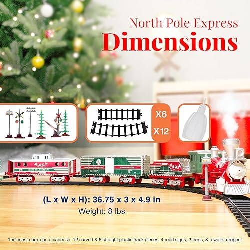 Miniatura 2 de Lionel Juego de trenes North Pole Express Holiday Train de 29 piezas con efecto de humo de vapor de agua, faro de trabajo, sonidos de bocina y