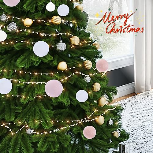 Miniatura 5 de Amooca Bolas de Navidad grandes de 3.15 pulgadas, adornos flocados para colgar en el árbol de Navidad, decoración para colgar en Año Nuevo,