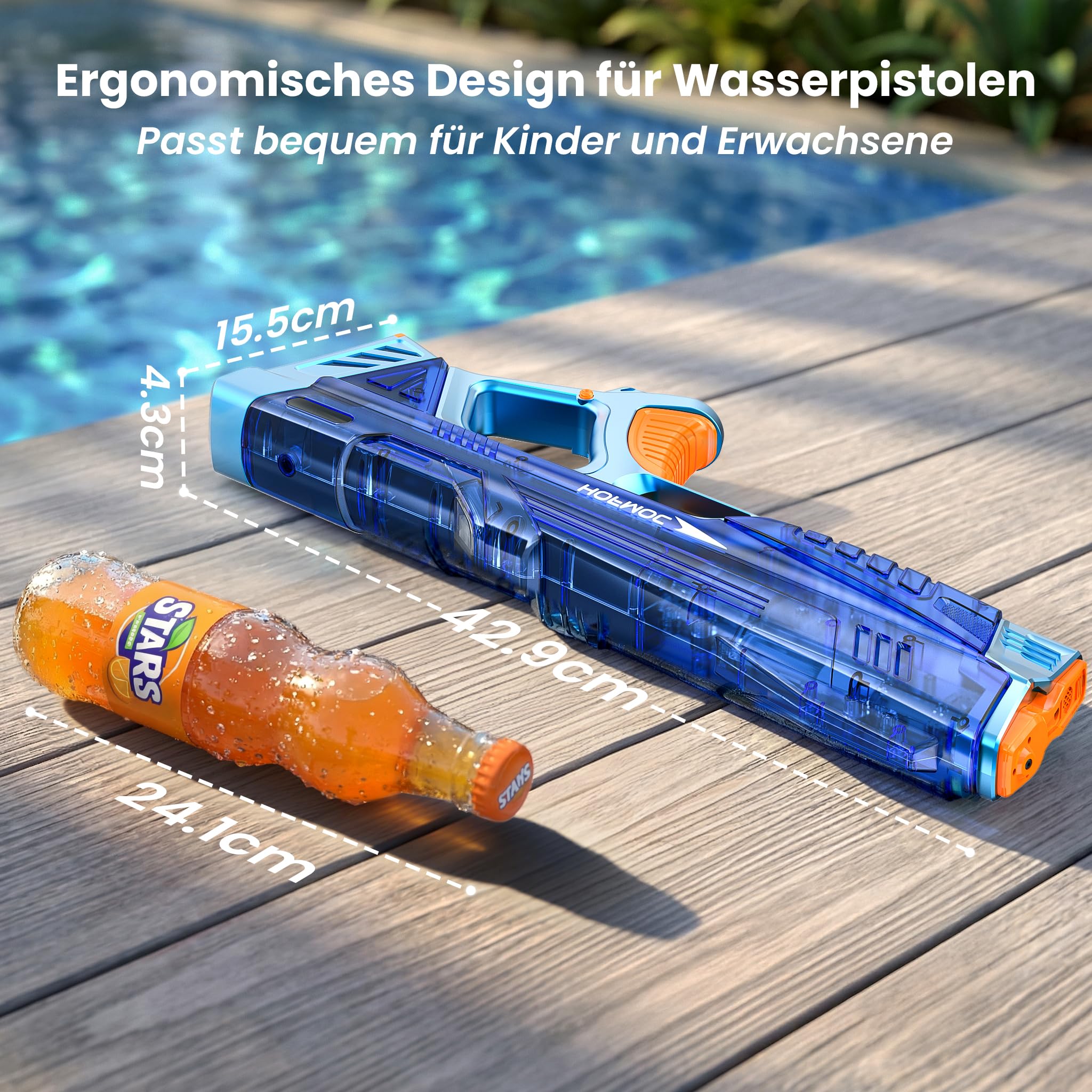 Wasserpistole Elektrisch IPX6 Wasserdicht 8-10m Reichweite 2er-Pack mit LED-Leuchten