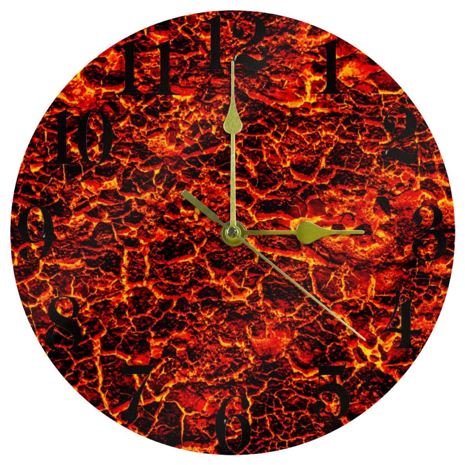 Horloge murale pour cuisine et bureau Lava rouge silencieuse