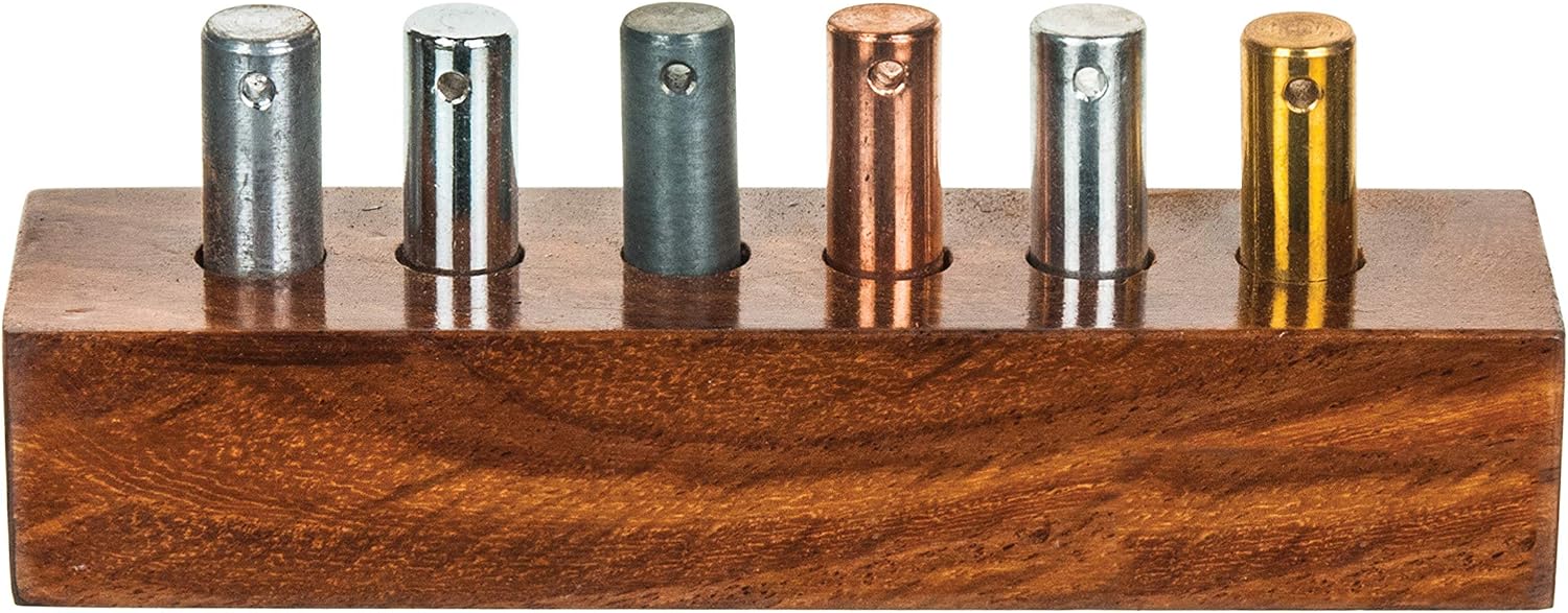 Eisco Specific Heat Lab Set, Cylinders, Wooden Block, 1.5" x 0.4", 6 Piece