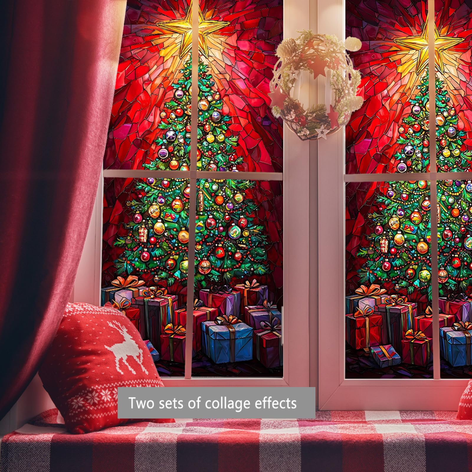 Vinilos para Cristales 45x100cm (3PCS) Ornamento De Navidad Vinilo Adhesivo Cristal Translucido,Vinilos Adhesivos para Cristales,Vinilo Ventana,Mampara Ducha,Window Film Anti UV