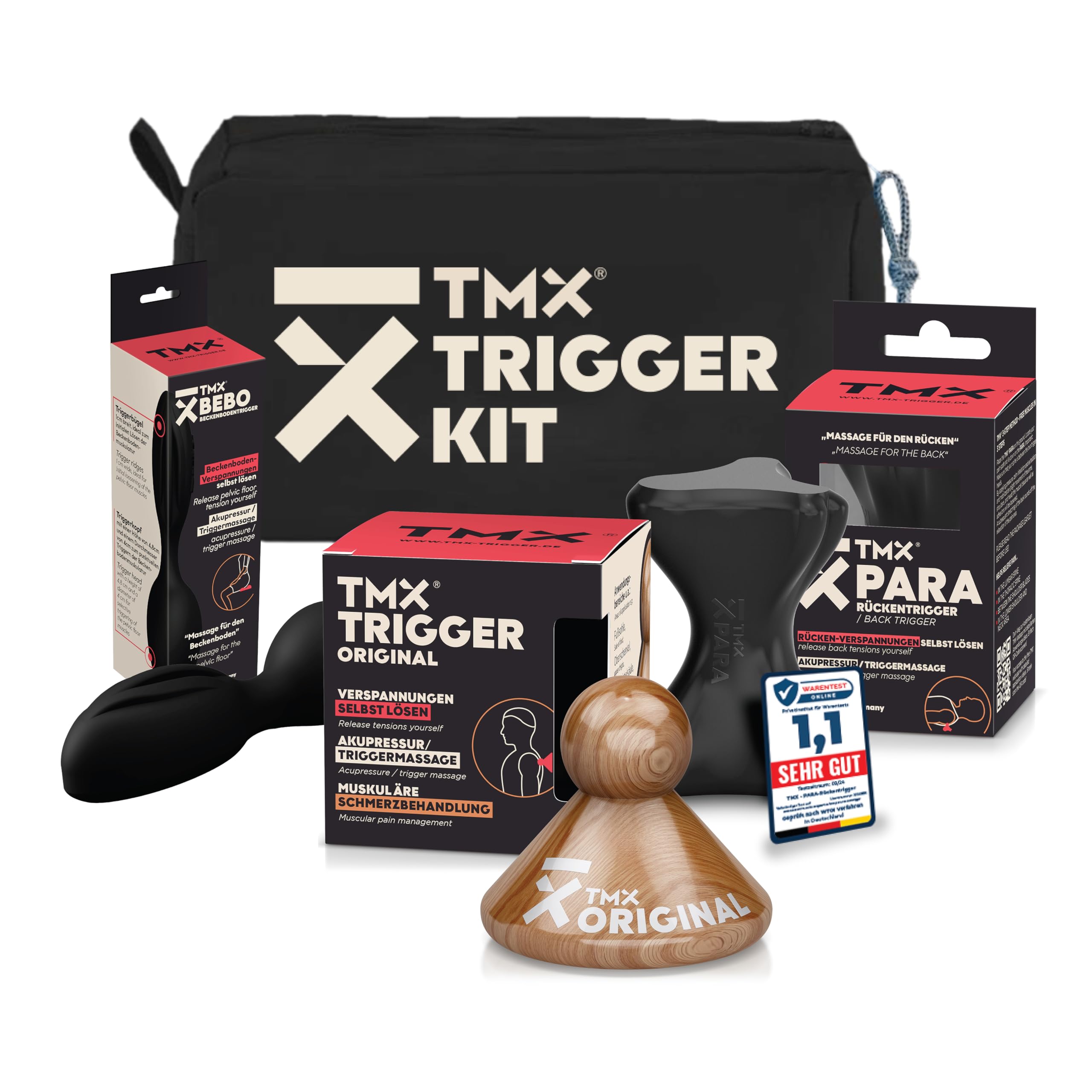TMX® Pelvic Floor Bundle, Massage Set, Acupressure Against Muscular Pain and Pelvic Floor Problems, Pain Point Massage, Trigger Point Press, Trigger Point Massage, 3 Trigger Tools in One Set