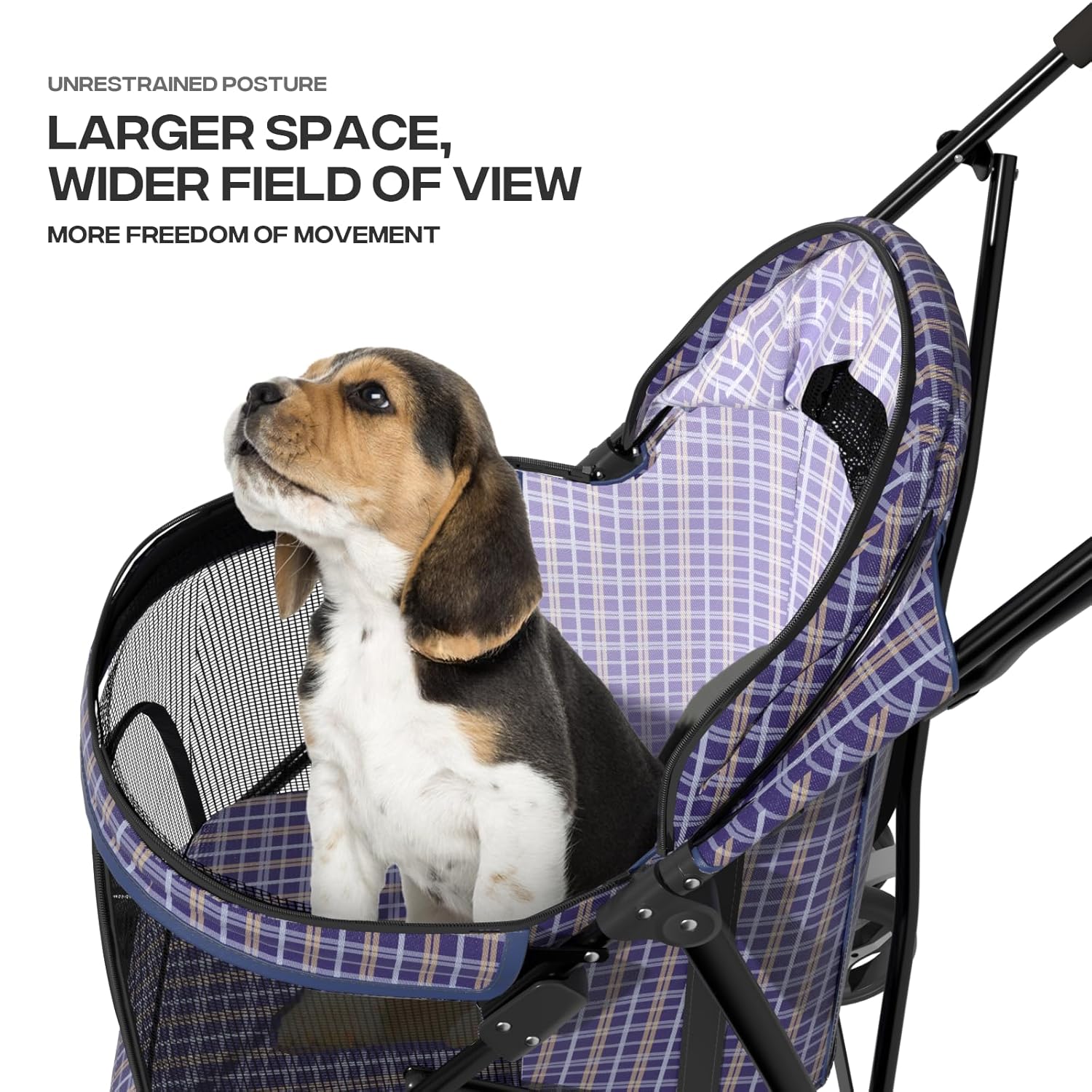 Dog Stroller for Small Dogs 10 lbs -22lbs Puppy Stroller Medium Dog Wagon Small Pet Stroller for Cats, Cat Strollers for 2 Cats, Rear Storage, Plaid