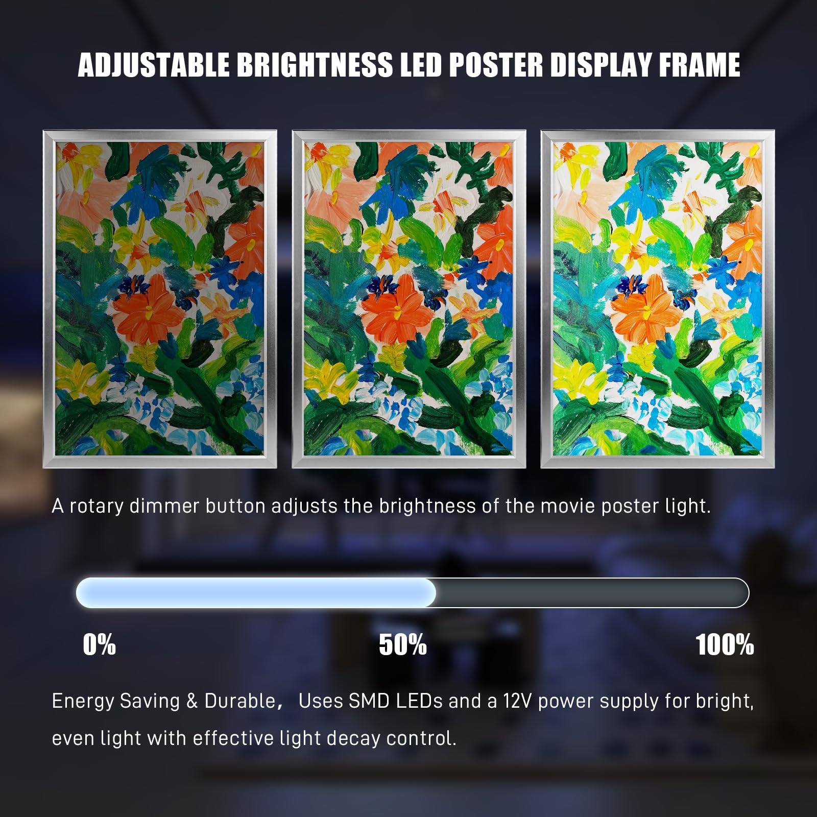 Marco LED para póster de película de 16 x 24 pulgadas, caja de luz retroiluminada con regulador, marco de póster LED de aluminio para cine en casa, oficina, decoración de cine, letrero de menú de bar