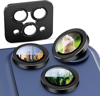 Suoman 2-Pack for iPhone 17 Pro/Pro Max Camera Lens Protector, [CD Lines] [Strong-Adhesion] Metal Texture Style Tempered Glass Camera Lens Cover [with Auto Alignment Tool Kit] -Black