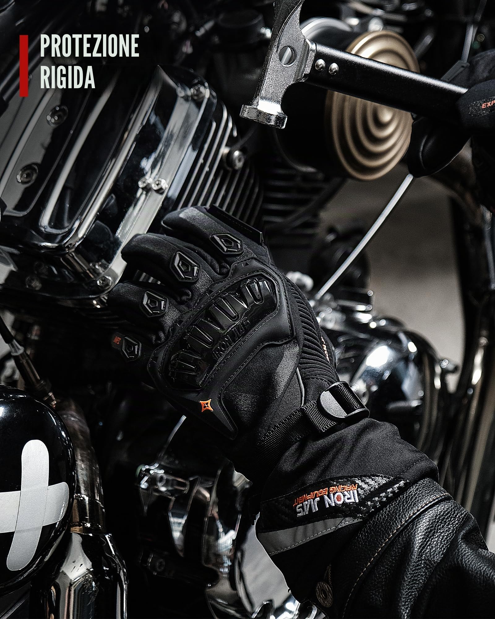 IRON JIA'S Guanti Moto Invernali Uomo Guanti Impermeabili Antivento Level 1 KP Leggeri e Caldi Con Touchscreen a 2 dita per Motociclismo Escursionismo e Altri Sport All'aperto