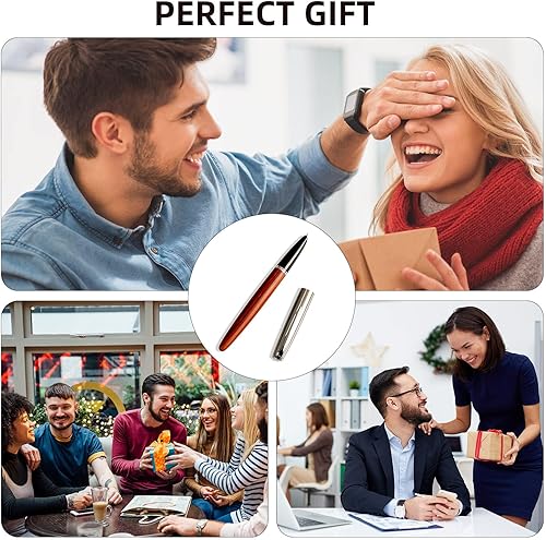 Miniatura 4 de Pluma estilográfica de madera con punta extrafina, diseño clásico ligero para una escritura suave, incluye 5 cartuchos de tinta negra, convertidor