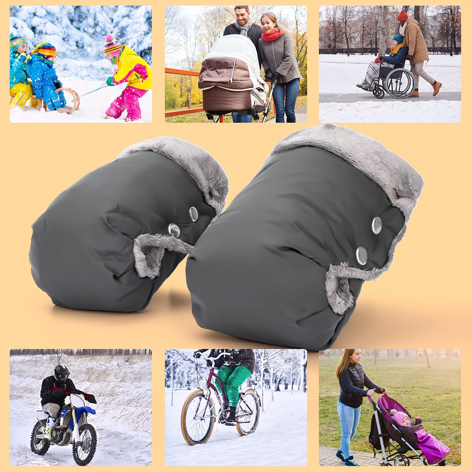 Guanti Passeggino Universale Antivento Manicotto Scaldamani Inverno in Pile Termico Impermeabile Guanti Da Passeggino Caldo Manicotti Per Buggy Rimorchio Carrozzina Per La Bicicletta