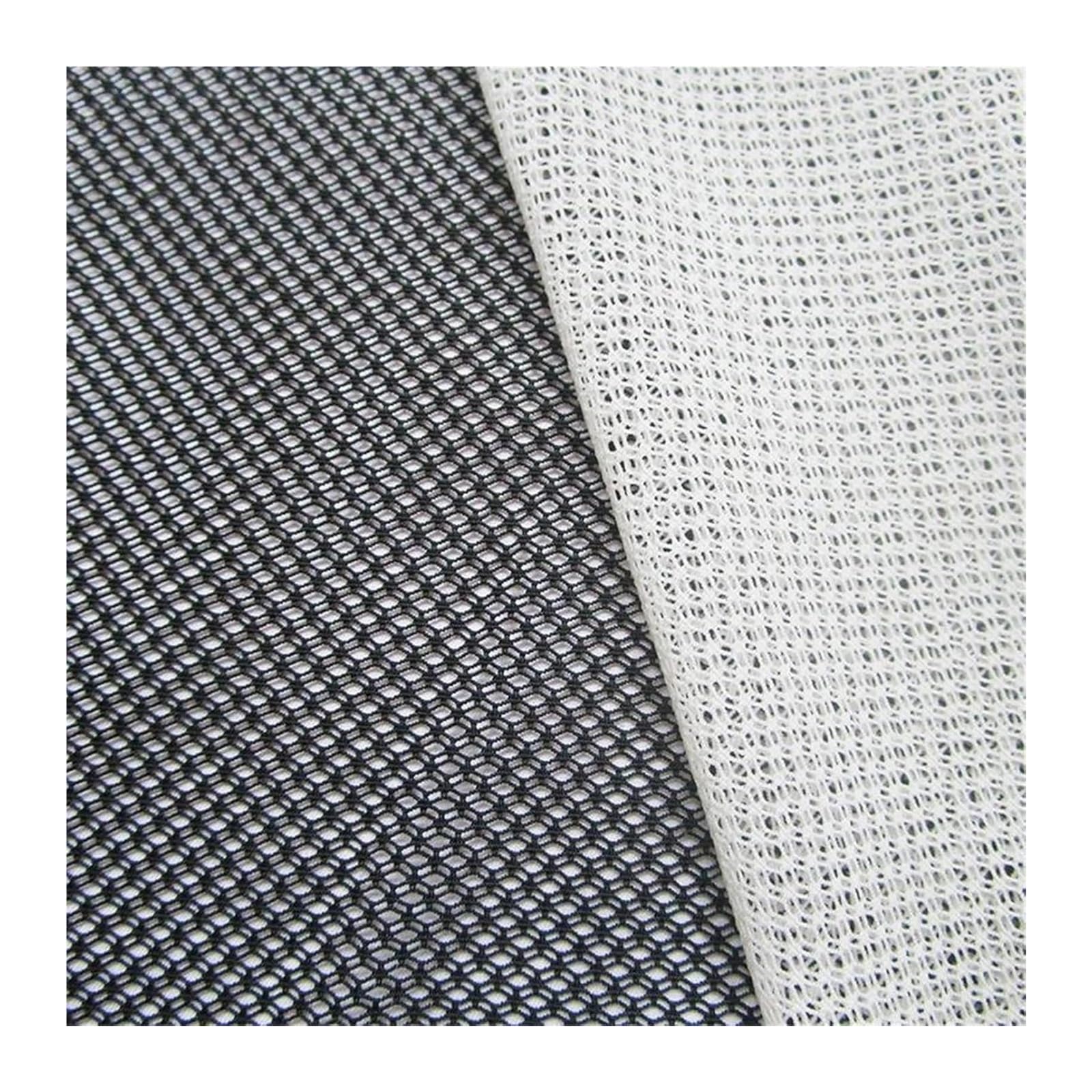 Szycie tkanin siatkowych, Tkanina siateczkowa z poliestru, rozciągliwa w 4 kierunkach, przezroczysta siateczka, kremowo-czarna, 90 cm x 140(Cream)