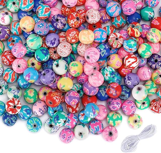 DRERIO 10mm Beads for Crafting 100pcs Large Beads for Jewelry Making Round Clay Beads for Bracelet Making Loose Beads Assorted Set Jewelry Making Beads for Kids Adult