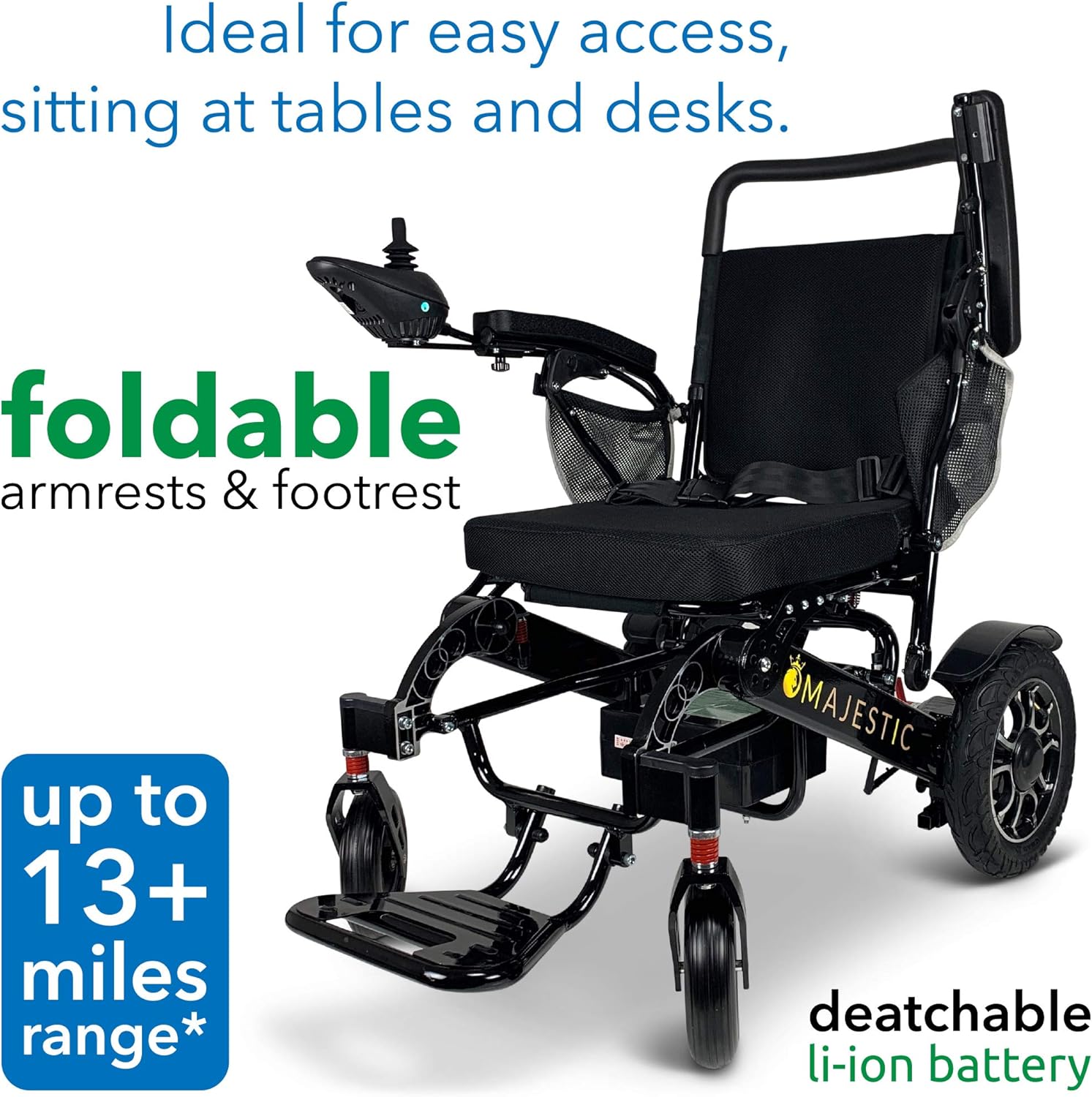2021 New Folding Ultra Lightweight Electric Power Wheelchair, Silla de Ruedas Electrica, Airline Approved and Air Travel Allowed, Heavy Duty, Mobility Motorized, Portable Power (19.5" Seat Width) : Health & Household