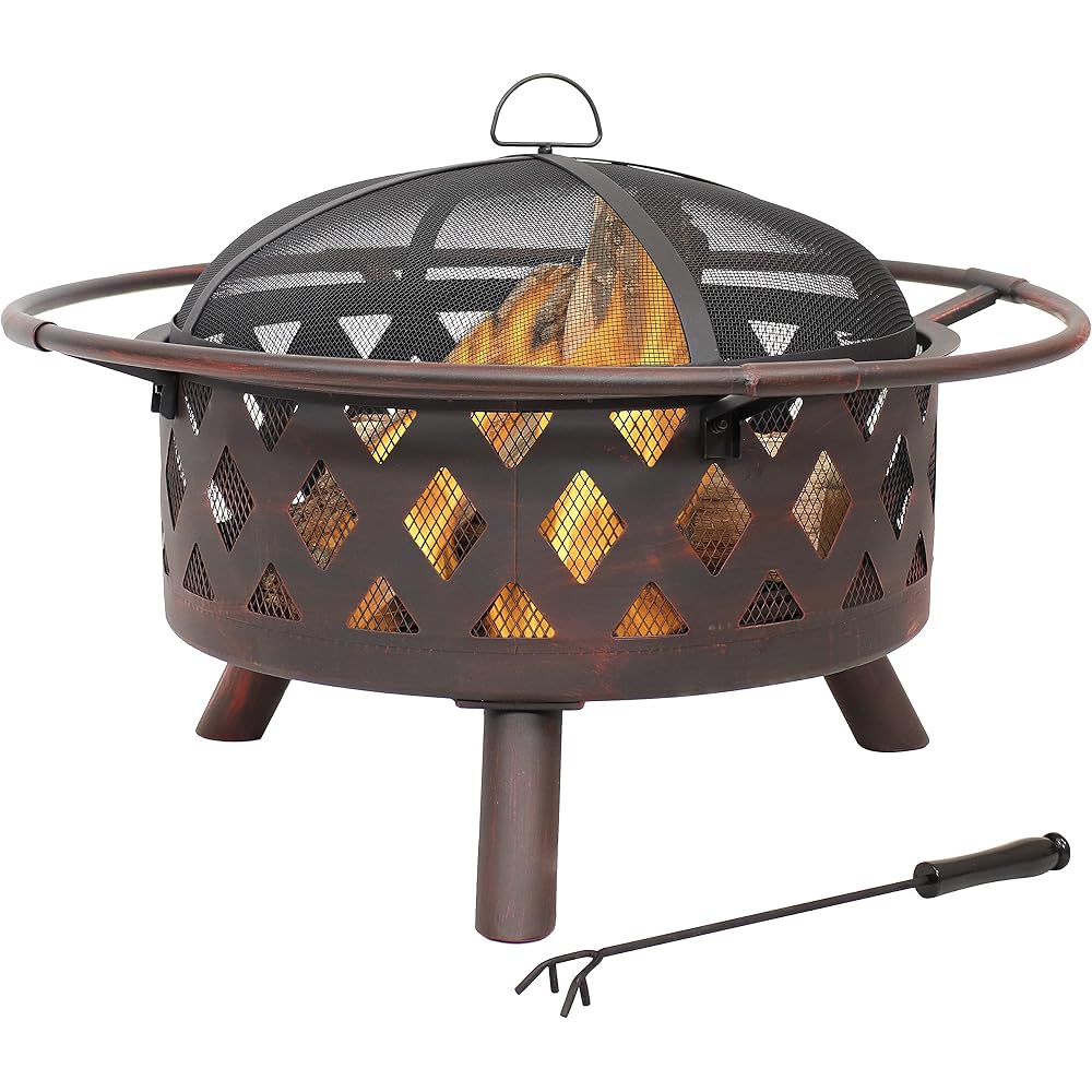 30 Inch Wood Burning Fire Pit with Spark Screen