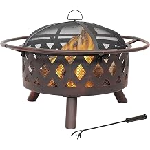 Sunnydaze Crossweave 30" Small Outdoor Fire Pit, Wood Burning, Round