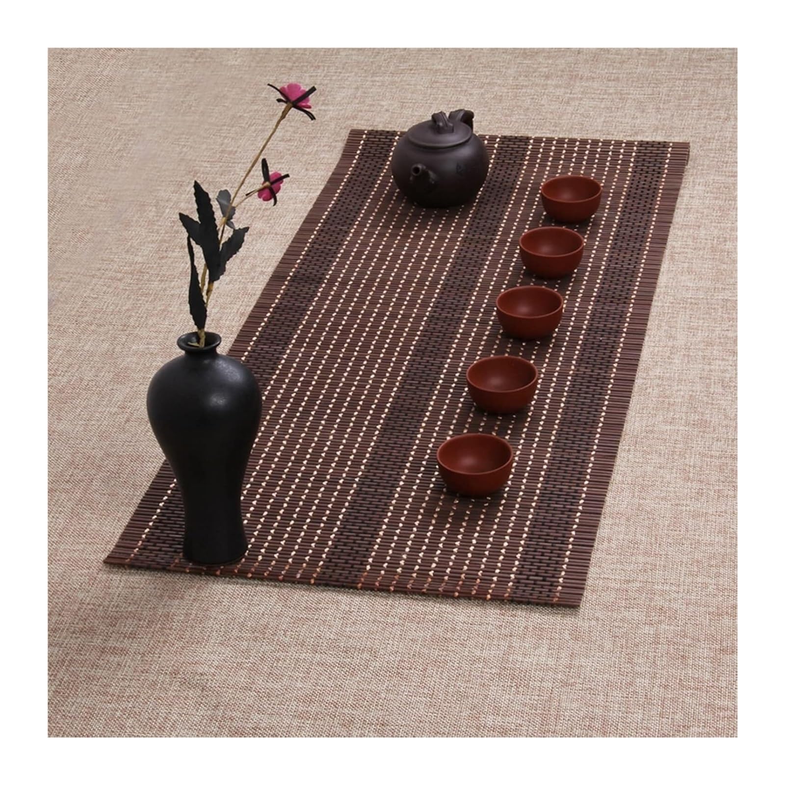 Chemin de table en bambou naturel, Chemin de Table en bambou de Style japonais, napperon antidérapant tissé à la main, napperons de Table basse de cuisine à domicile, couleur marron/café(30cm x 300cm