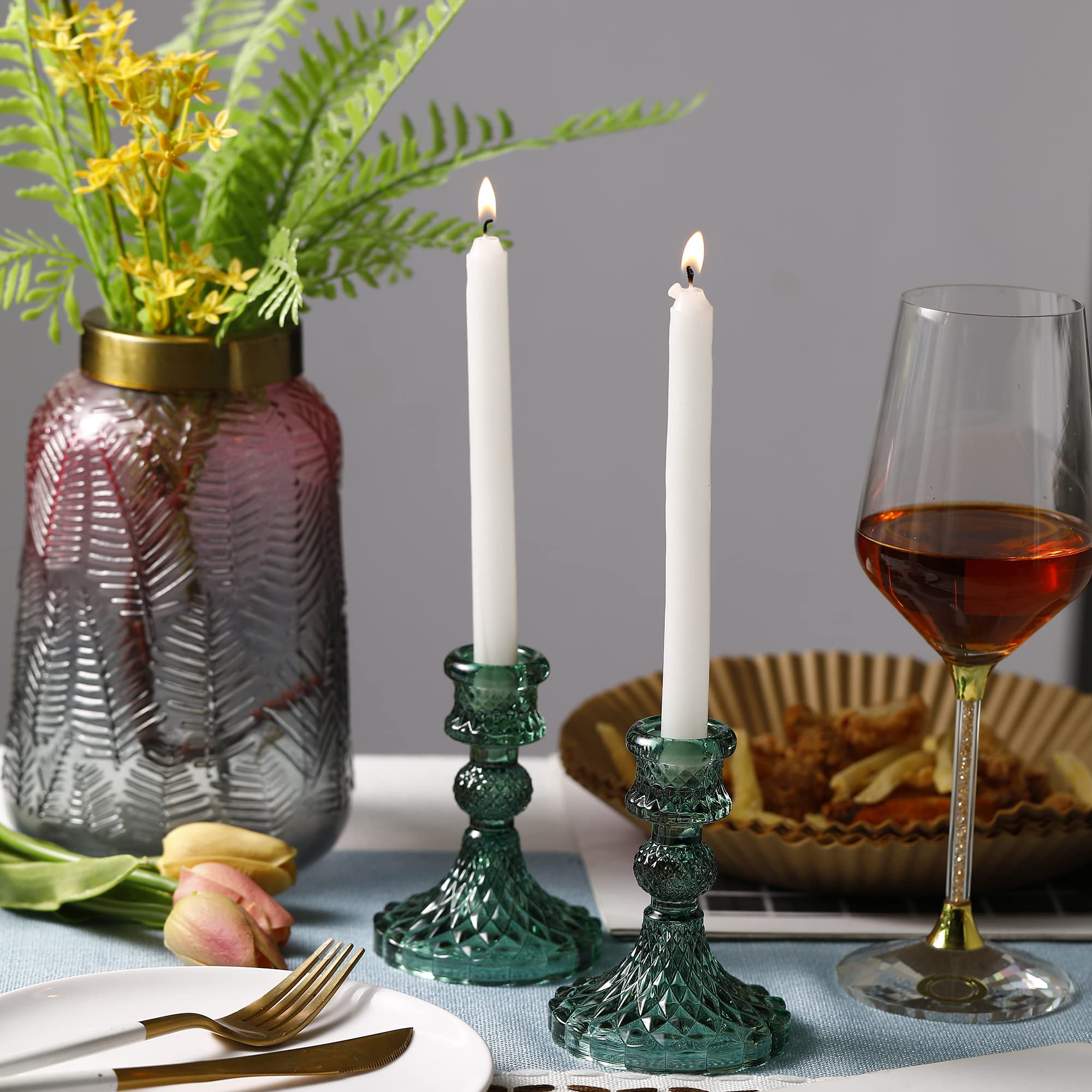 Juego 3 Portavelas Diferentes Tamaños Nuptio Juego De 3 Portavelas De Vidrio Templado Nuptio | Faroles Decorativos Para Velas | Ideal Para Bodas, Navidad, Hogar | Color Oro Huracán Chimenea