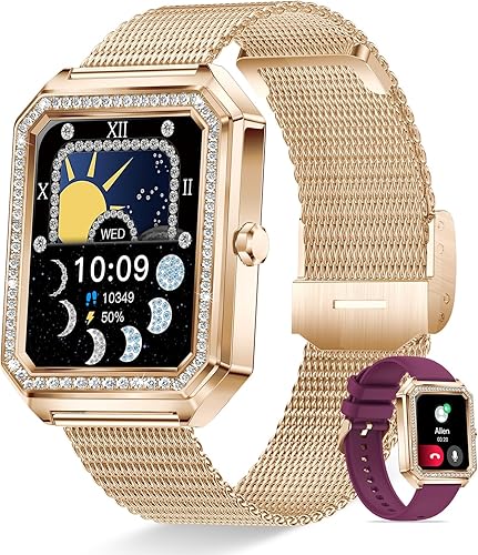Reloj inteligente para mujer (respuestahacer llamada) Smartwatch para teléfonos Android iOS 1.59 pulgadas HD rastreador de fitness con podómetro