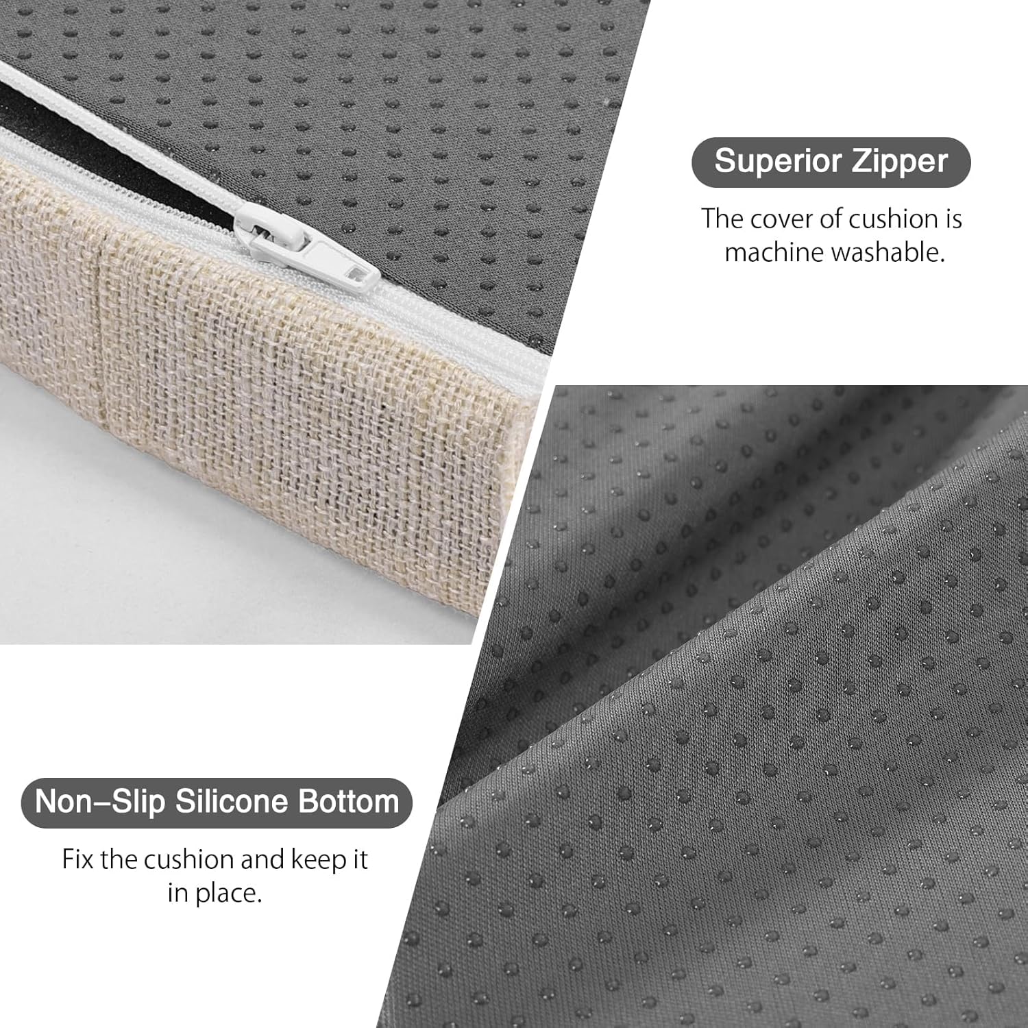 baibu 14x14 Memory Foam Metal Chair Cushions Set of 2, Dual-Layer Design Non-Slip Metal Dining Chair Pads Kitchen Seat Cushion with Machine Washable Cover, Light Beige