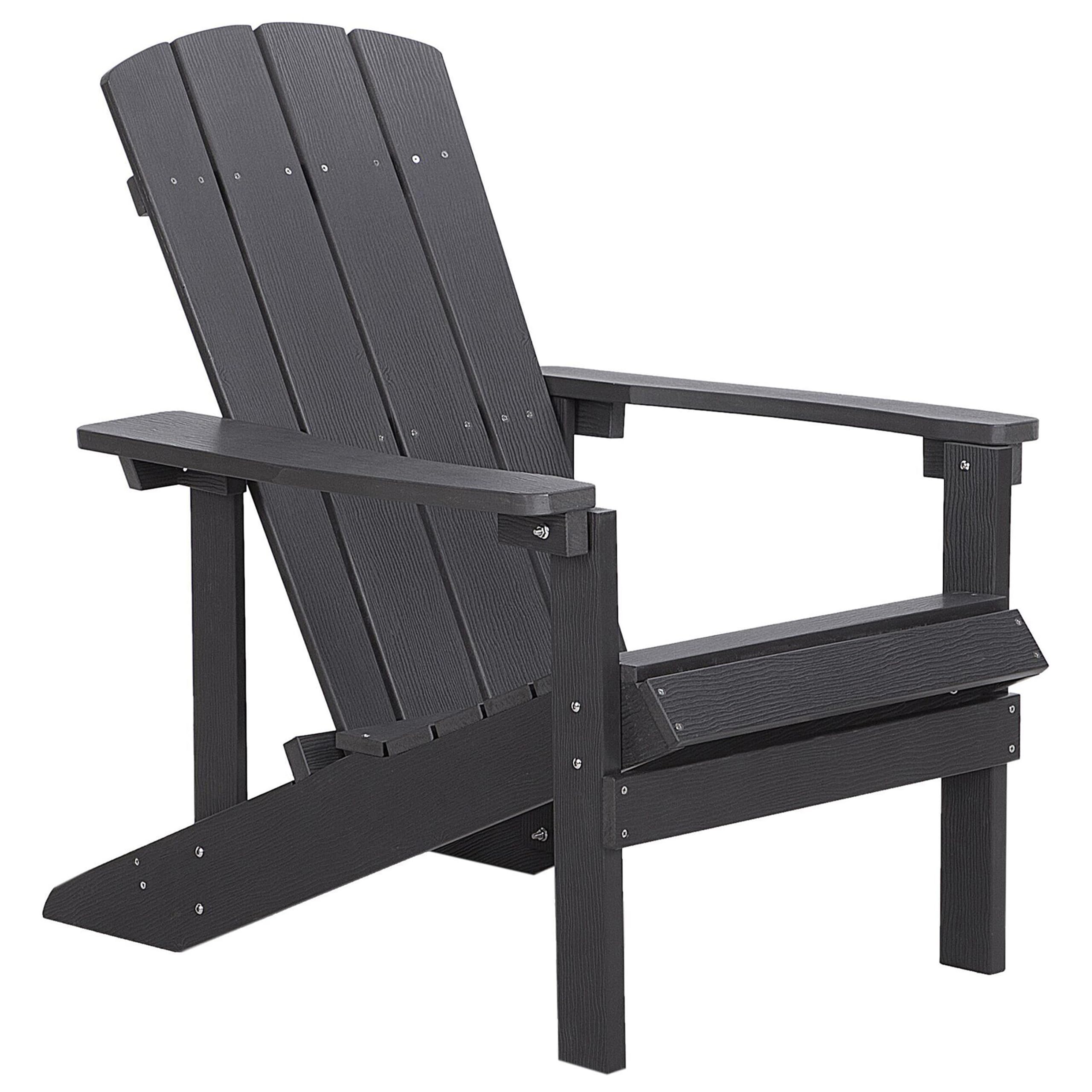 Beliani Silla de jardín Gris Oscuro de Madera sintética con reposapiés Resistente a la Intemperie Estilo Moderno Adirondack