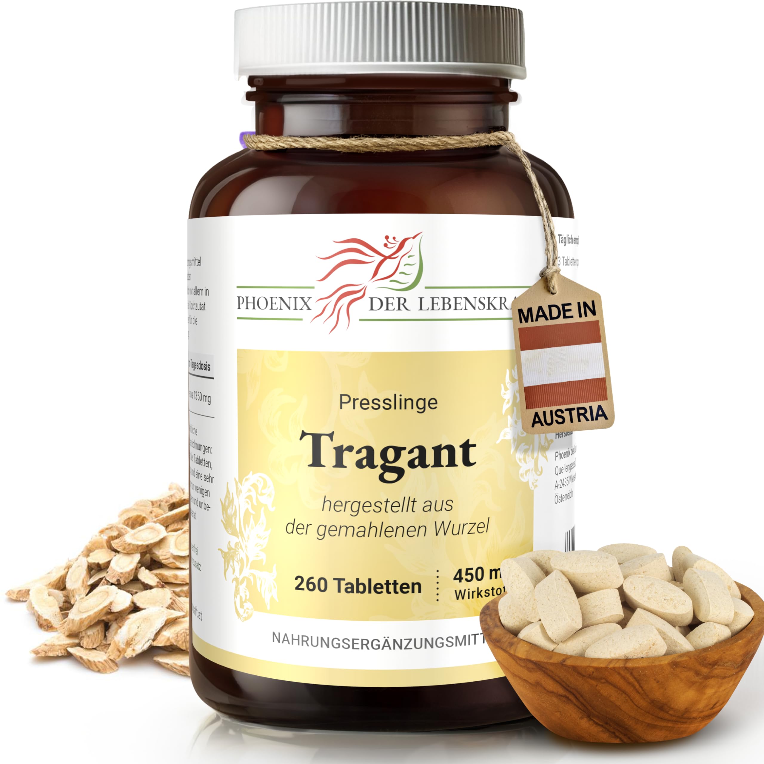 Tragant Tabletten à 450 mg gemahlener Tragantwurzel (Astragalus membranaceus), 110 Tabletten, feste Tabletten statt Kapseln