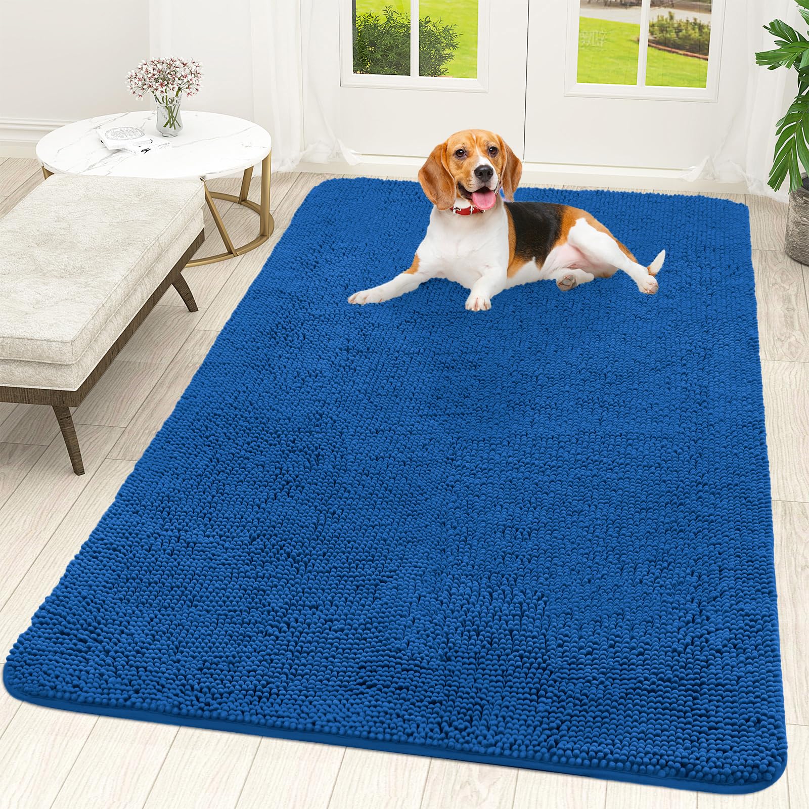 OLANLY Dog Door Mat for Muddy Paws 59x35, Super Absorbent Chenille Mud Mat