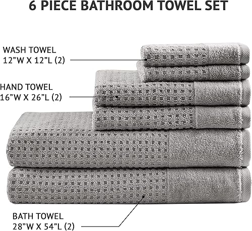 Miniatura 2 de Madison Park Spa Waffle - Juego de toallas de lujo 100% algodón, tejido de gofre de textura premium, altamente absorbente, secado rápido, ropa de