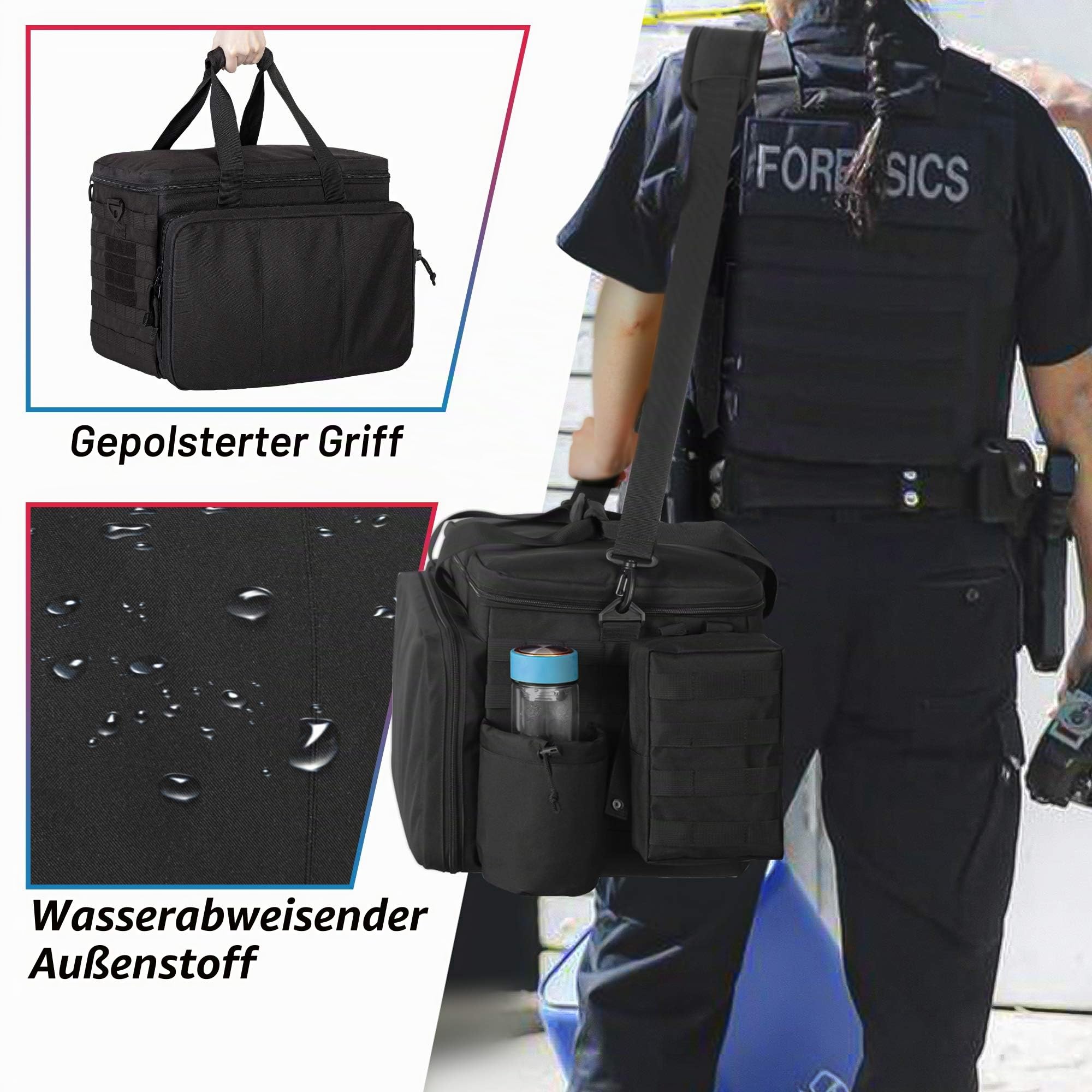 Trunab Polizei Tasche Taktische Range Bag Molle Organizer Vordersitz-Organizer für Beifahrersitz Militär Getränkehalter