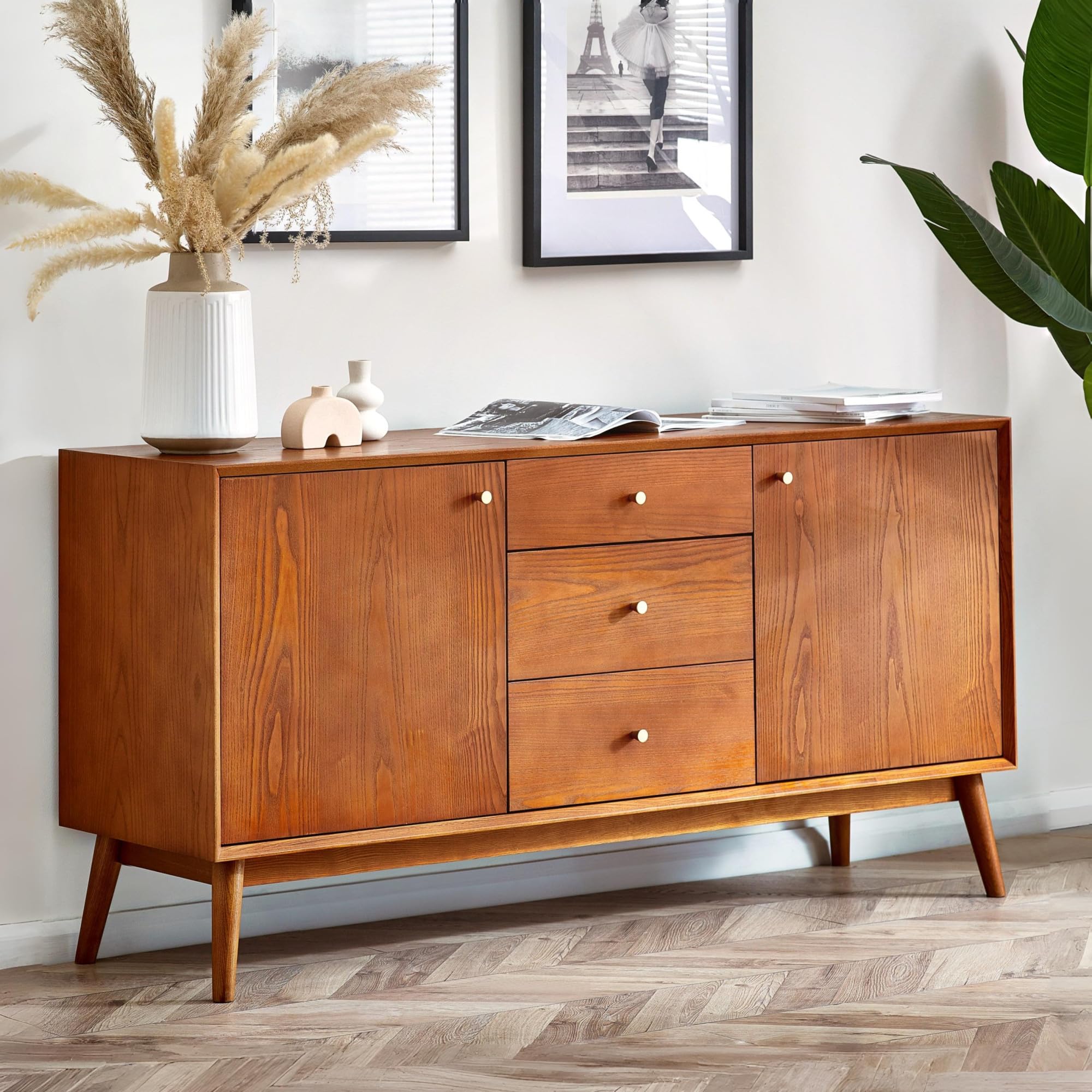 Julian Bowen Lowry Large Sideboard, Wood, Cherry Ash, 76 x 150 x45cm