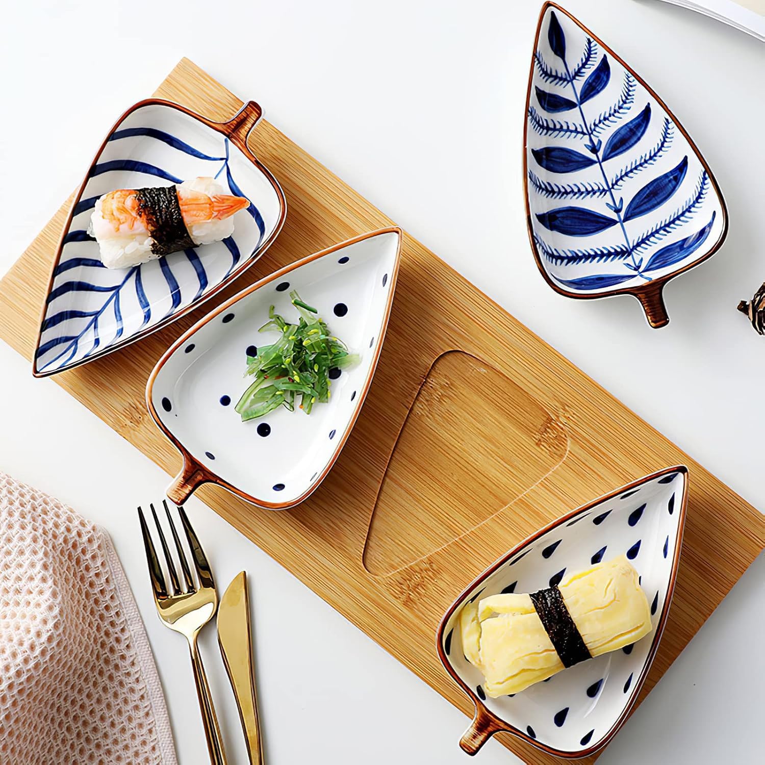 NYRWANA Leaf Bowls - Set of 4 Ceramic Plates -7