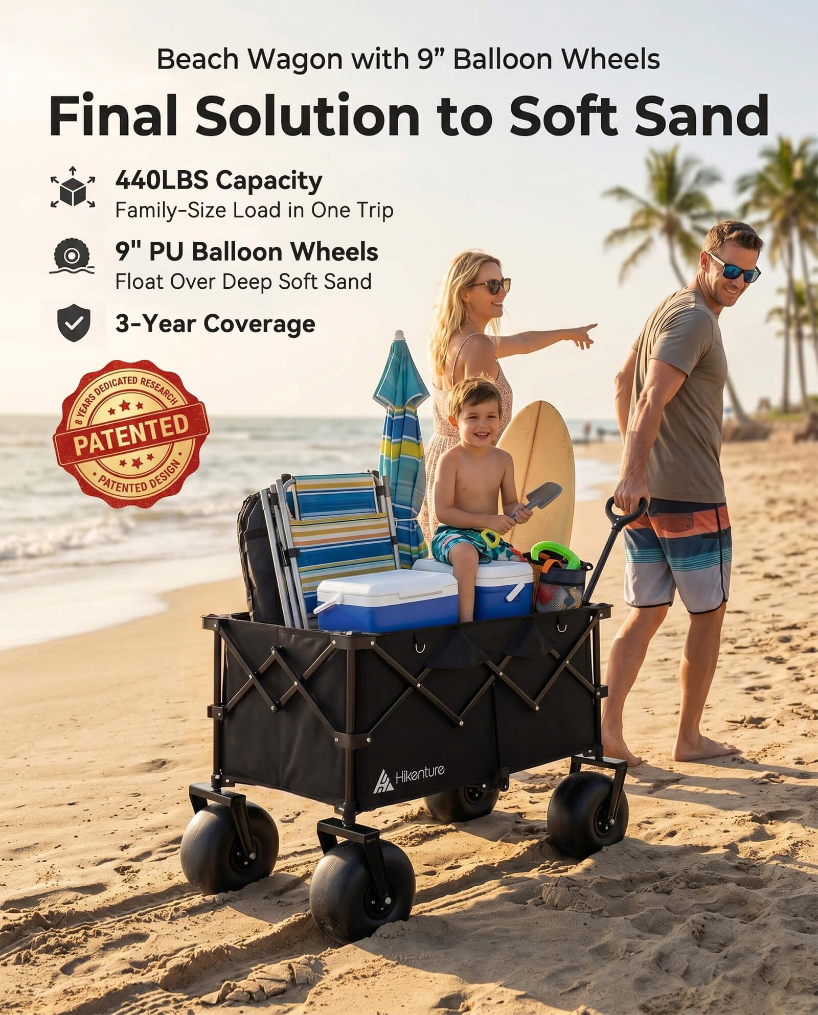 Hikenture Beach Wagon with Balloon Wheels, 9