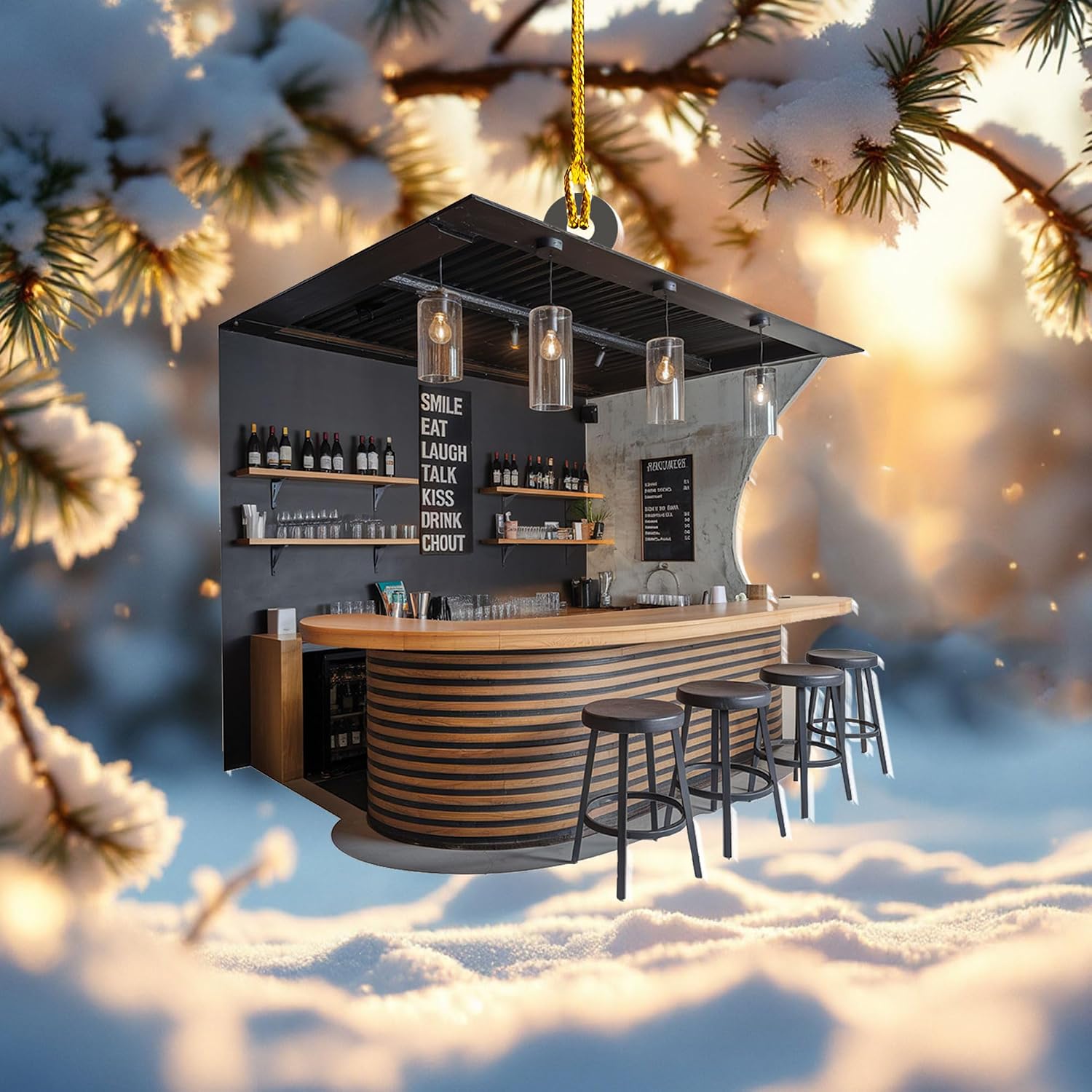 Amazon.com: Personalized Bar Christmas Ornament 2025, Custom Pub ...