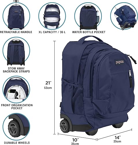 Miniatura 3 de JanSport Driver 8 - Mochila de viaje con ruedas y funda para laptop de 15 pulgadas