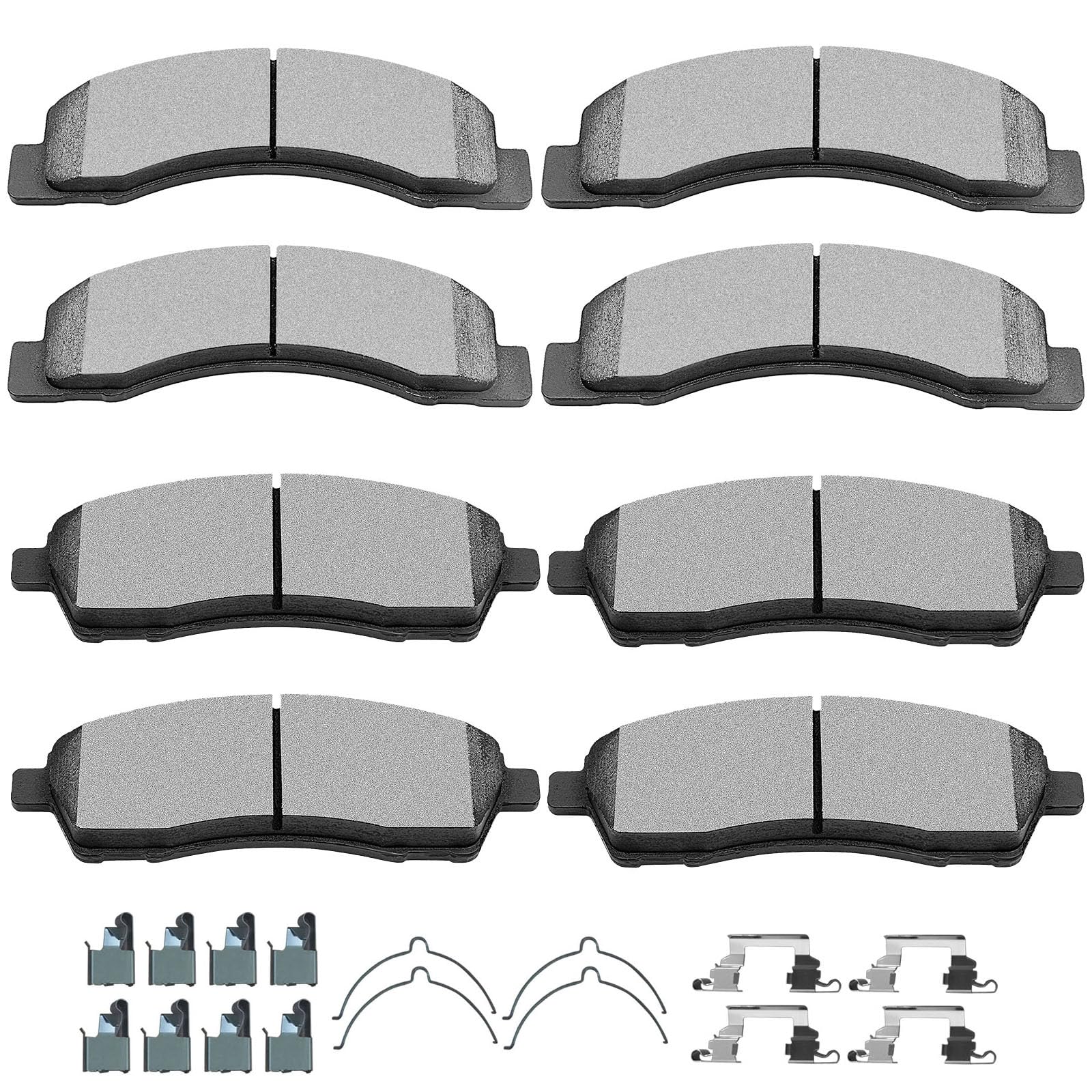 SCITOO D824 D757 Front Ceramic Rear Semi-Metal Brake Pad Kits | Fit For Ford For Excursion 2000-2005,For F-250 Super Duty 1999-2004,For F-350 Super Duty 1999-2004; 8PCS w/Hardware