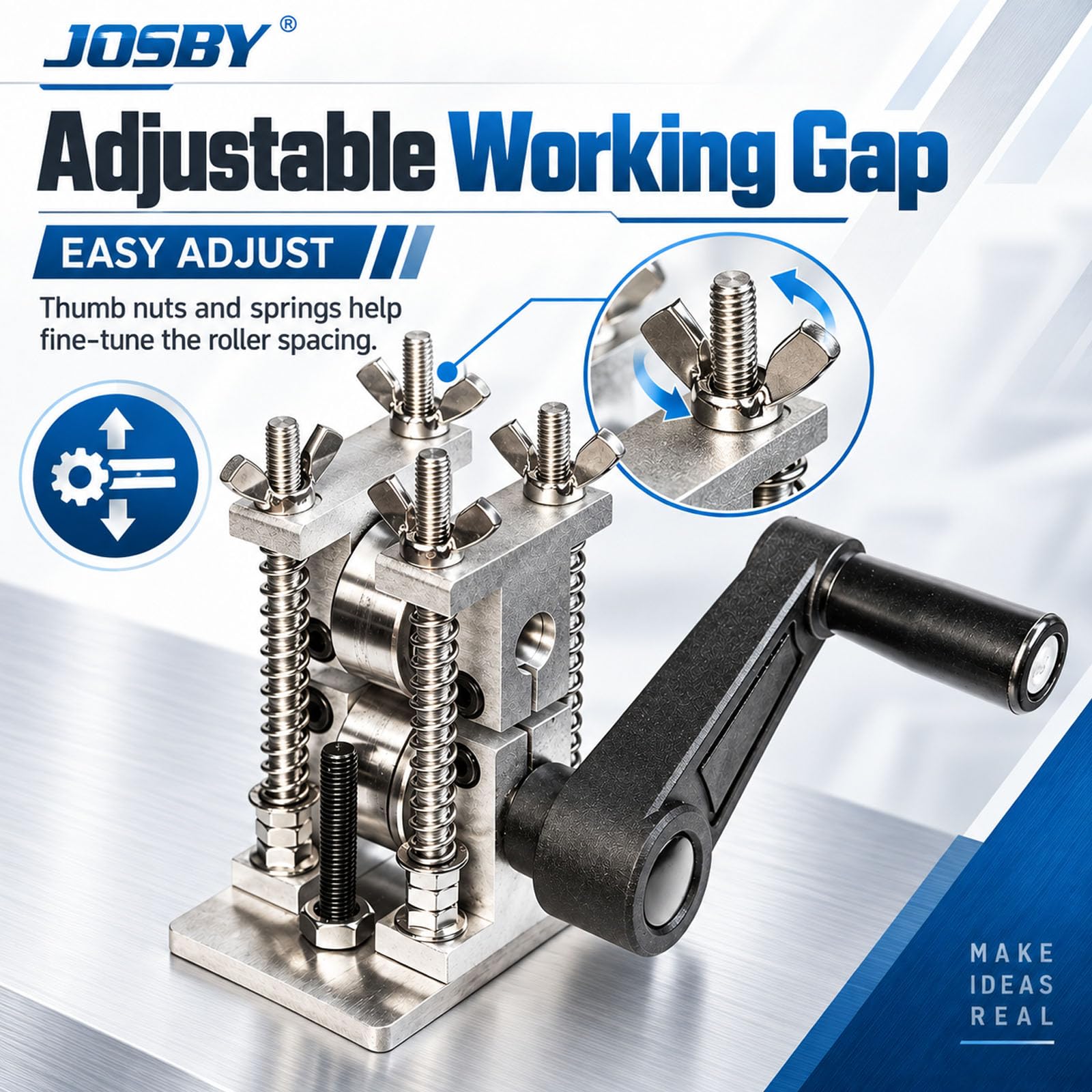 JOSBY Presse À Fil À Manivelle, Laminoir Portable, Épaisseur Réglable, Commande Numérique par Ordinateur, pour Le Pressage De Lor, De Largent Et du Laiton, Travail des Métaux