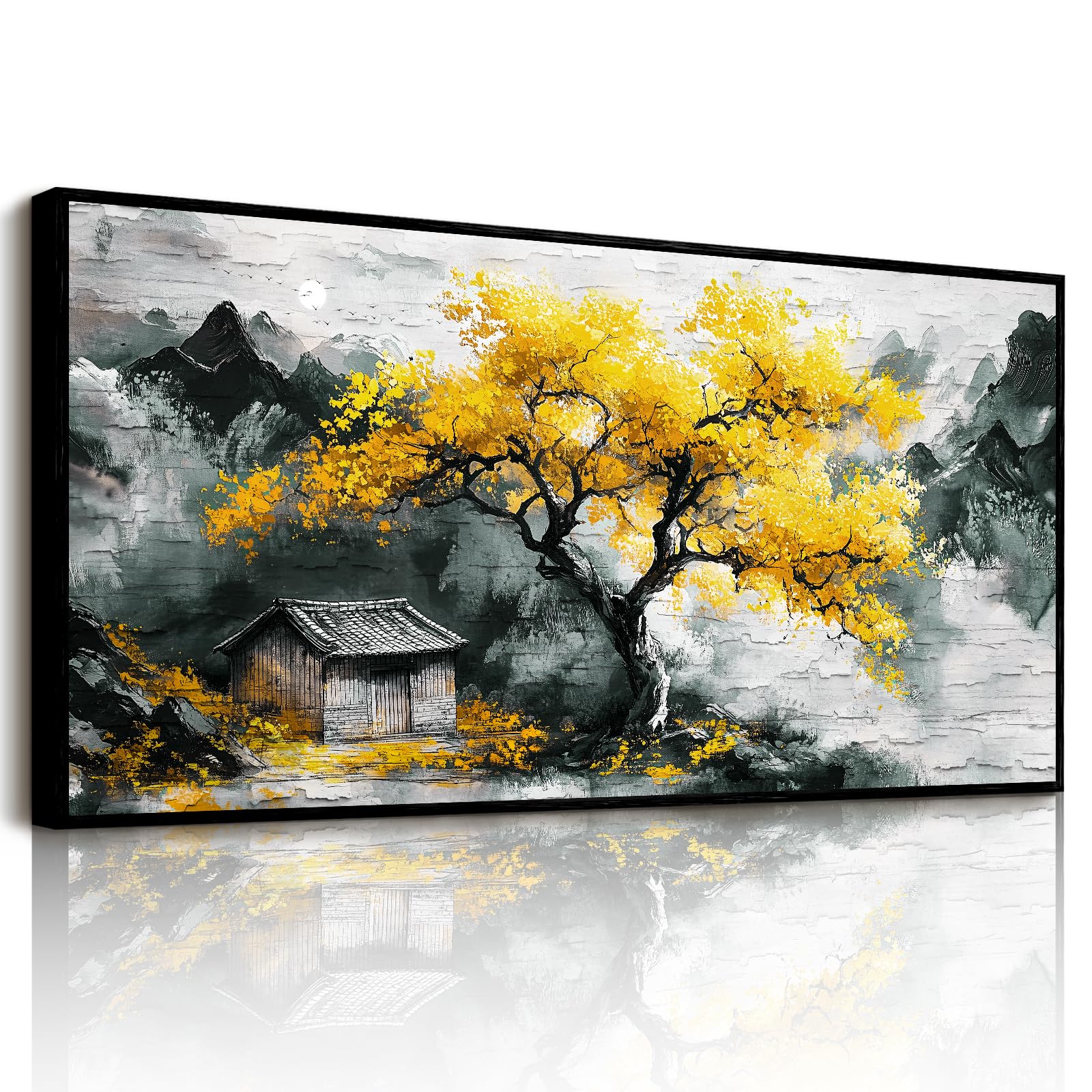 hyidecorart Modern Bilder mit Rahmen Baum des Lebens Gemälde 60x120 cm