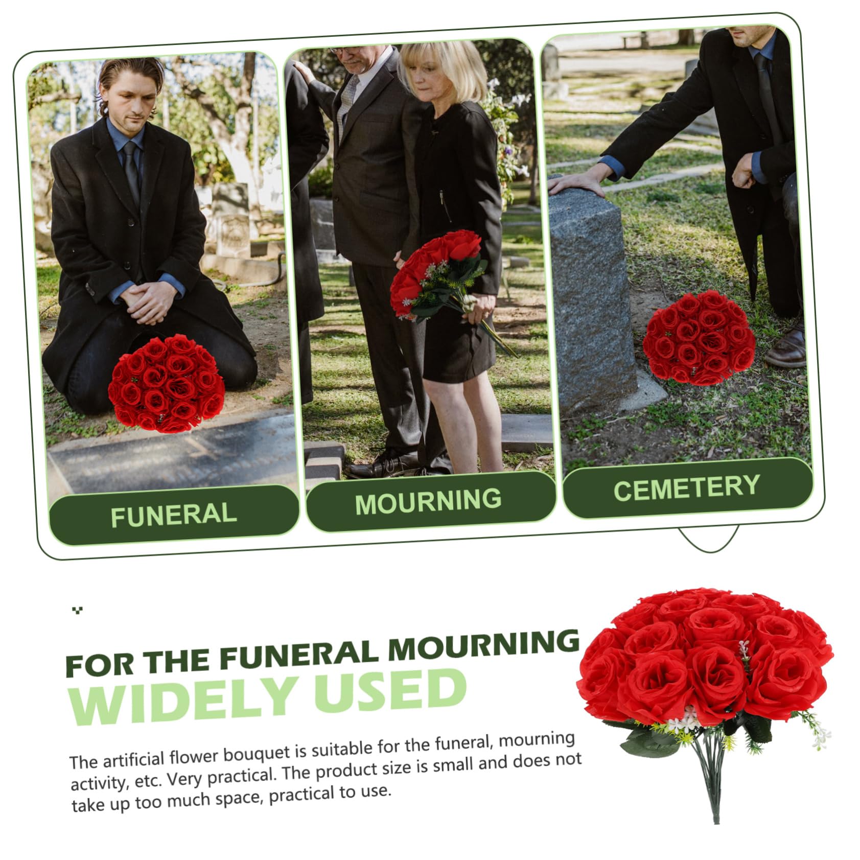 6 Künstliche Rosensträuße Aus Seide - UV-beständig Für Grab & Hochzeit
