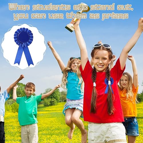 Miniatura 6 de 60 cintas de premio 1 2 3 lugar cinta de roseta cinta de premio cinta de victoria para competencia escolar premios de aula eventos deportivos azul
