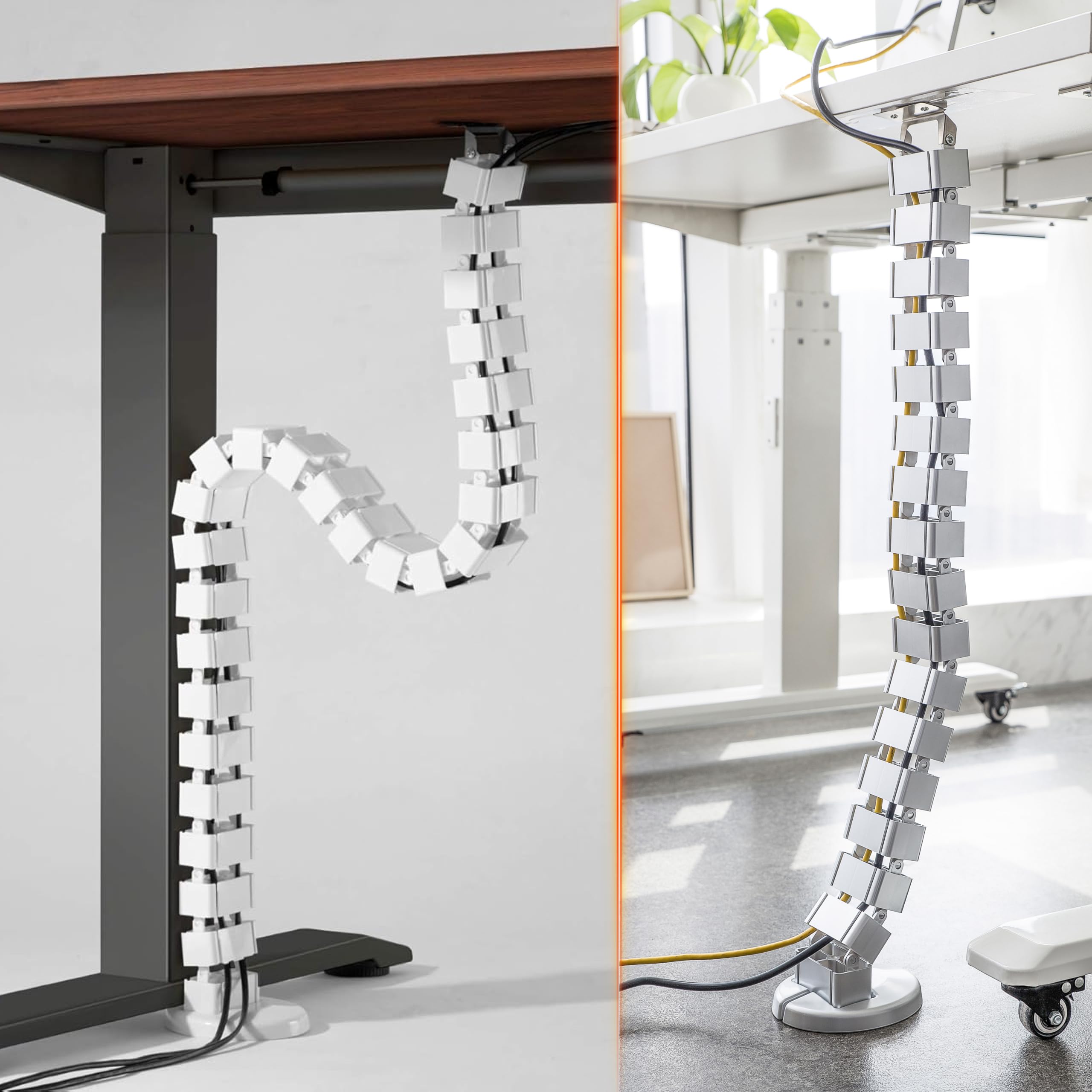 RICOO Organizador de Cables Canaleta Cable Z0101-S Escritorio Cubierta Cable Tidy Recoge-Cables Flexible Esconde bajo Mesa Accesorio Oficina