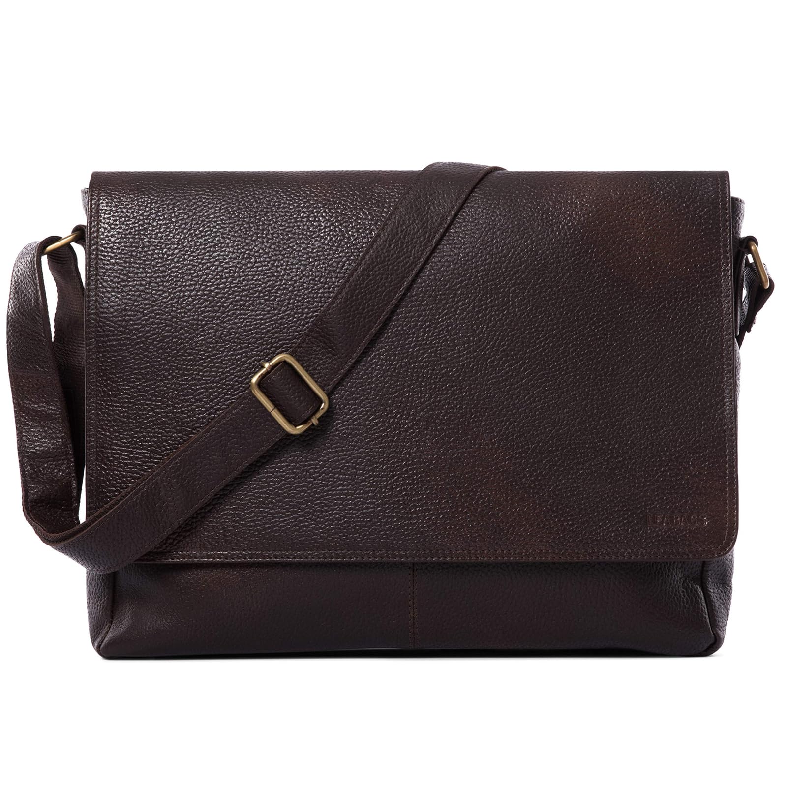 LEABAGS Messenger Bag, Oxford Echtleder Umhängetasche Herren Ständiger Begleiter, Leder Laptoptasche bis 15 Zoll Ausreichend Platz, Umhängetasche mit Schultergurt Begleiter Zur Arbeit