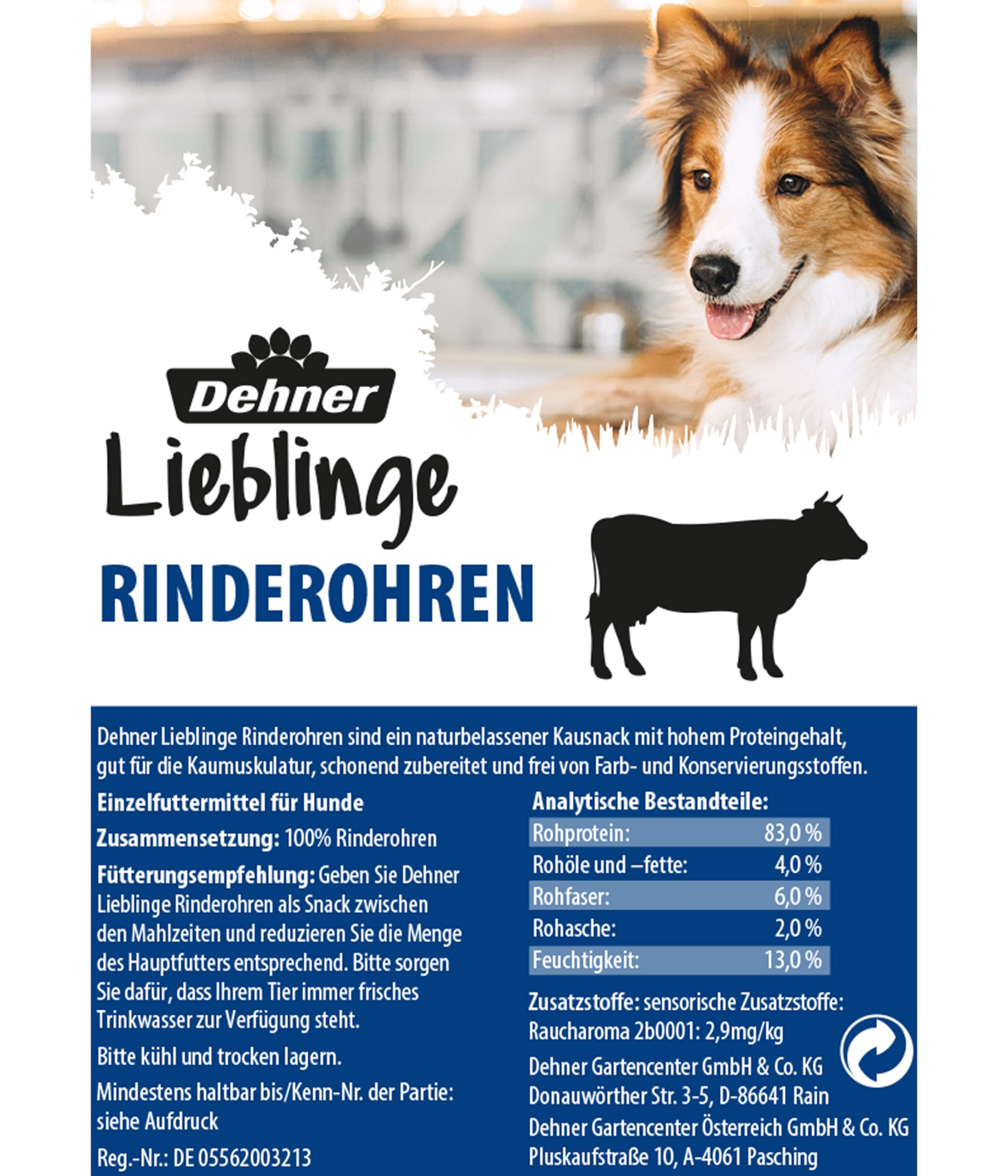Dehner Lieblinge Friandises pour Chien 100% Naturelles Friandises à mâcher pour Chiens Adultes Oreilles de bœuf 660 g