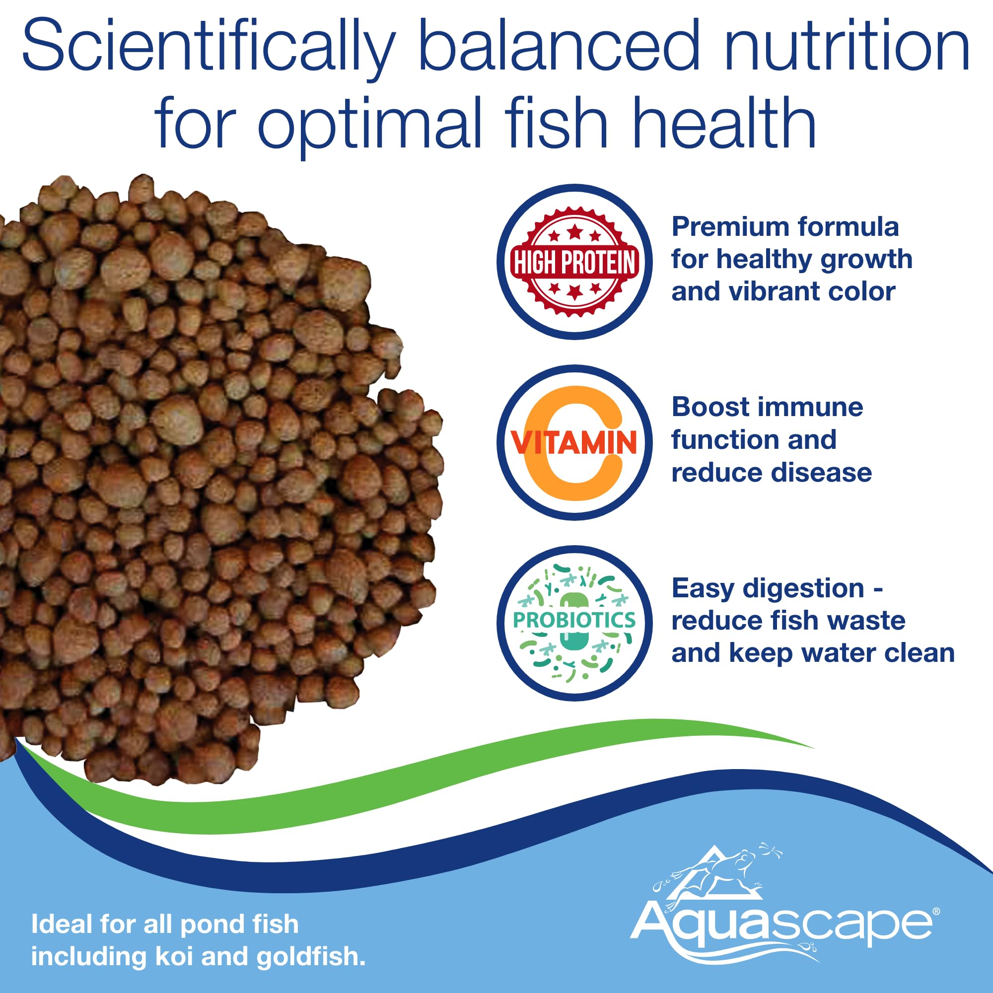 Aquascape Comida para estanques y Koifischene Premium, varios tamaños de pellets de 4,4 libras