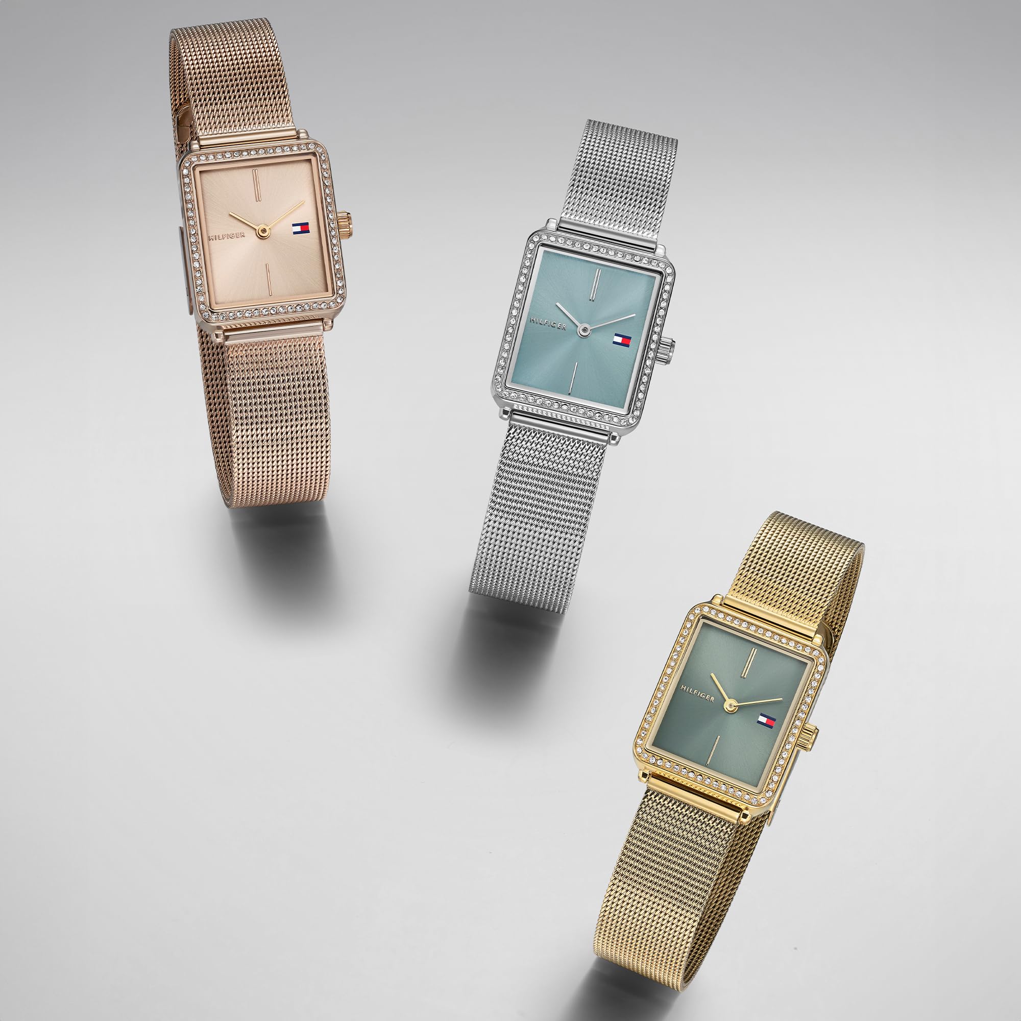 Tommy Hilfiger Zwei-Zeiger-Quarzwerk-Uhr für Damen mit Edelstahl-Mesh-Armband – Erhältlich in Roségold, Silber oder Gold