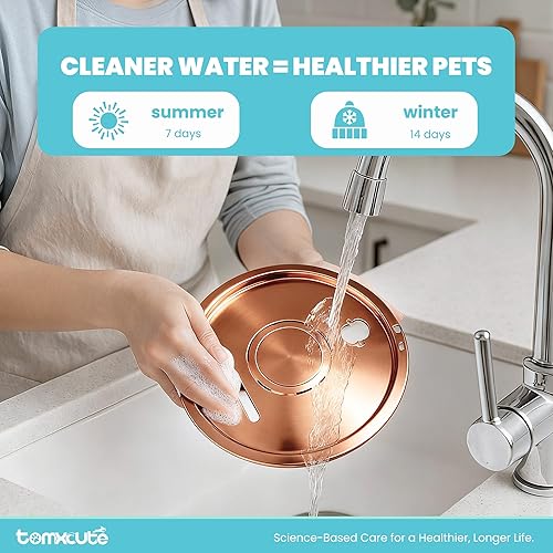 Miniatura 4 de Tomxcute Cat Water Fountain Stainless Steel - 108oz3.2L Cat Fountain for Drinking- Large Capacity Pet Water Fountain - Copper Surface