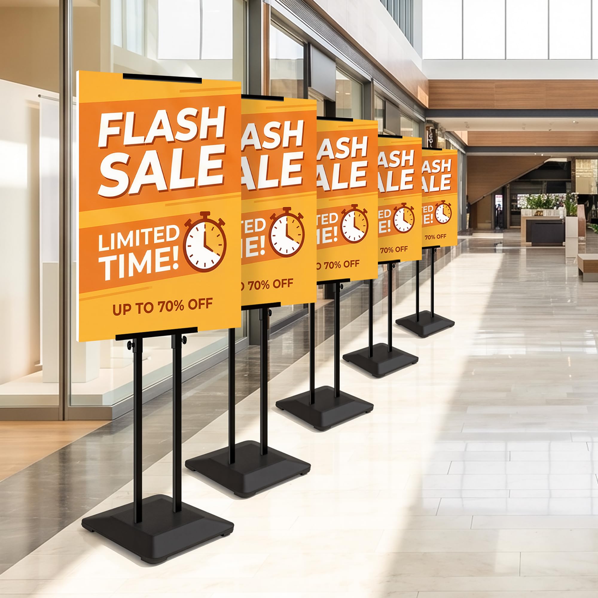 Soporte para Carteles 4 Piezas con Base Estable, Expositor Ajustable | Expositor doble cara para KT,Soporte publicitario para póster,banner,tiendas,soporte menú restaurante,oficina,hotel