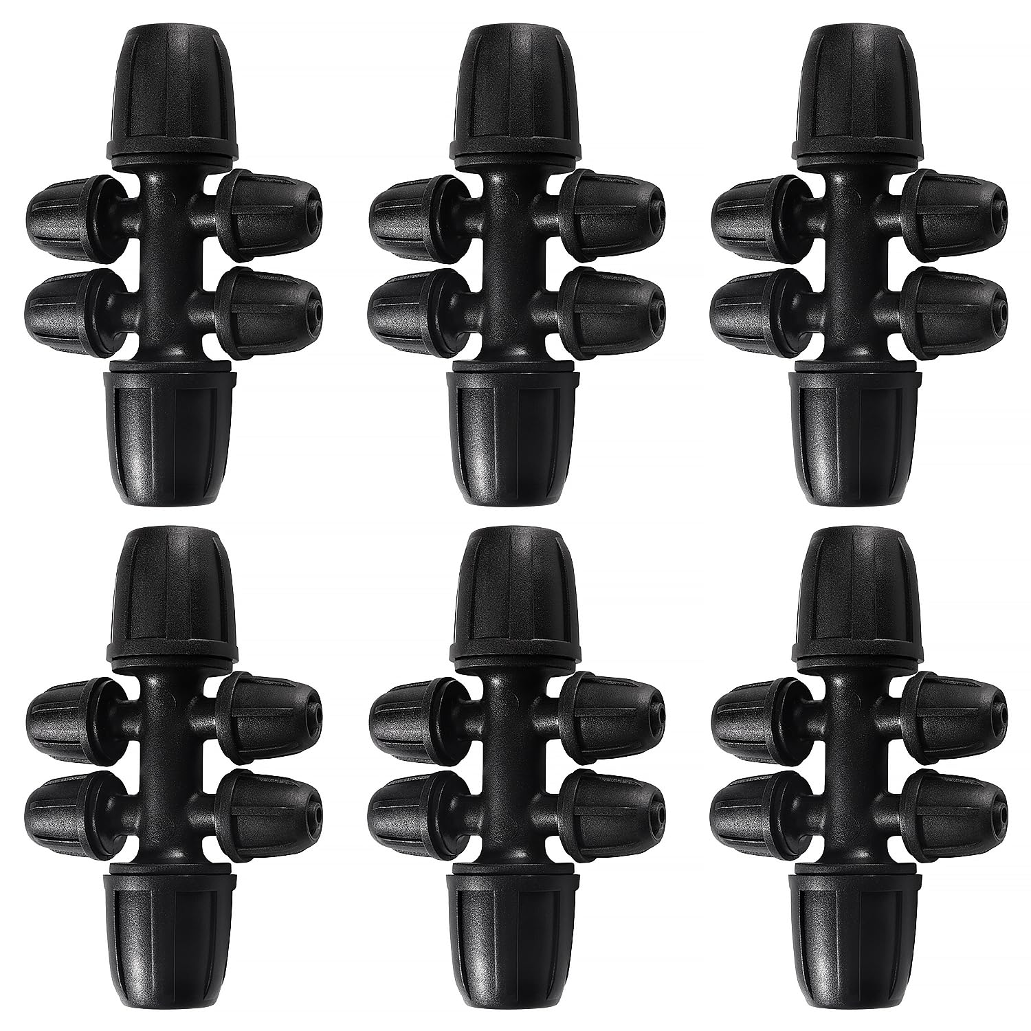 VooGenzek 6 PCS Barbed Tee Connector for Drip Irrigation 6-Way Anti-Drop 8/12 mm to 4/7 mm Irrigation Tube Fitting