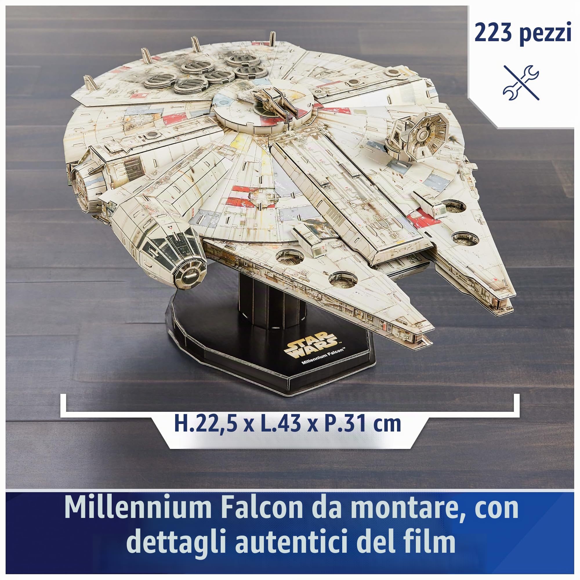 4D Build, kit di modellismo 3D Millennium Falcon di Star Wars Decorazione, Giocattoli da costruzione Kit di modellismo in cartoncino per adulti e ragazzi dai 12 anni in su
