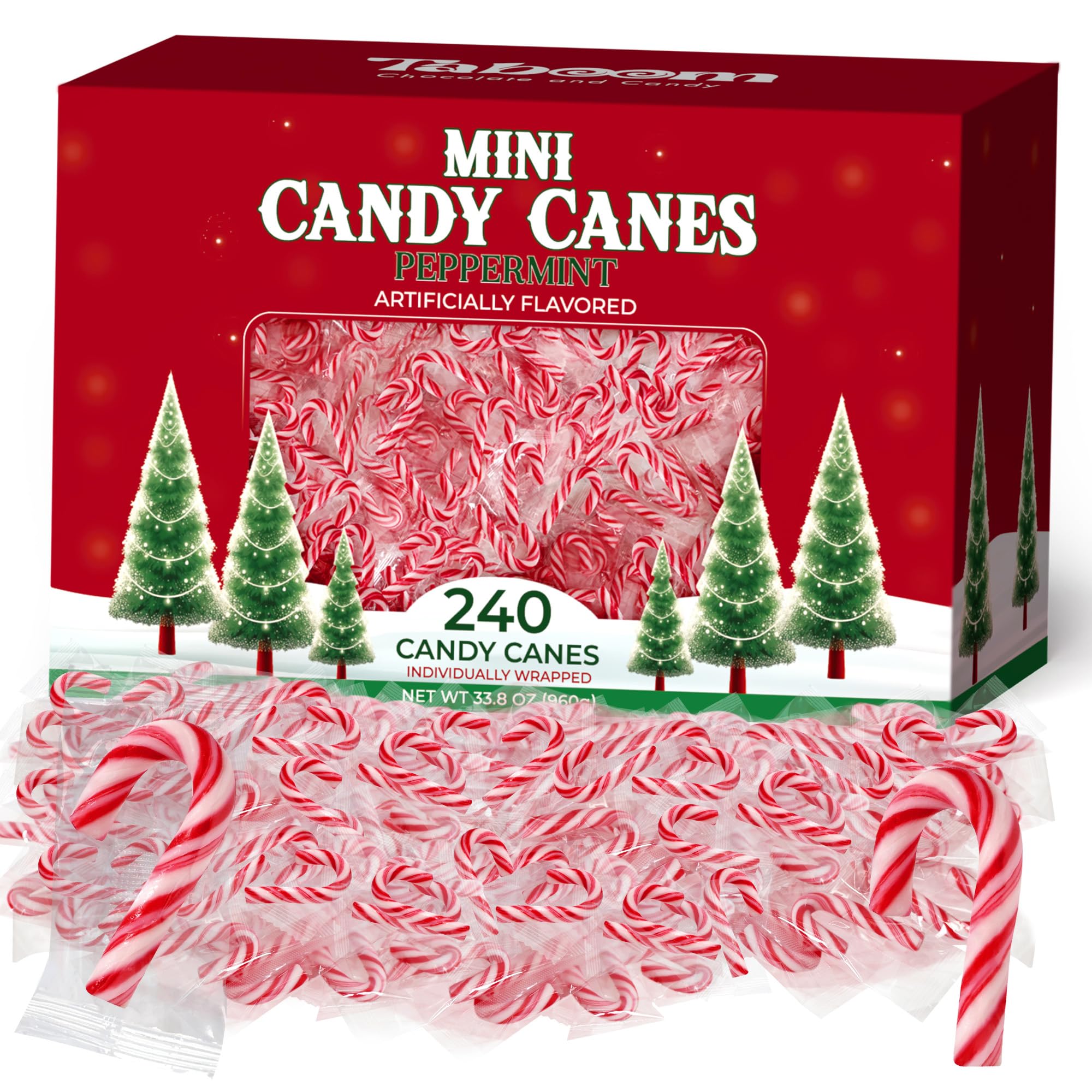 Bulk Mini Candy Cane Individually Wrapped 240 Pack - Small Peppermint Candy Canes Red & White Christmas Candy For Holiday Gifts, Stocking Fillers, Party Favors & Decorations