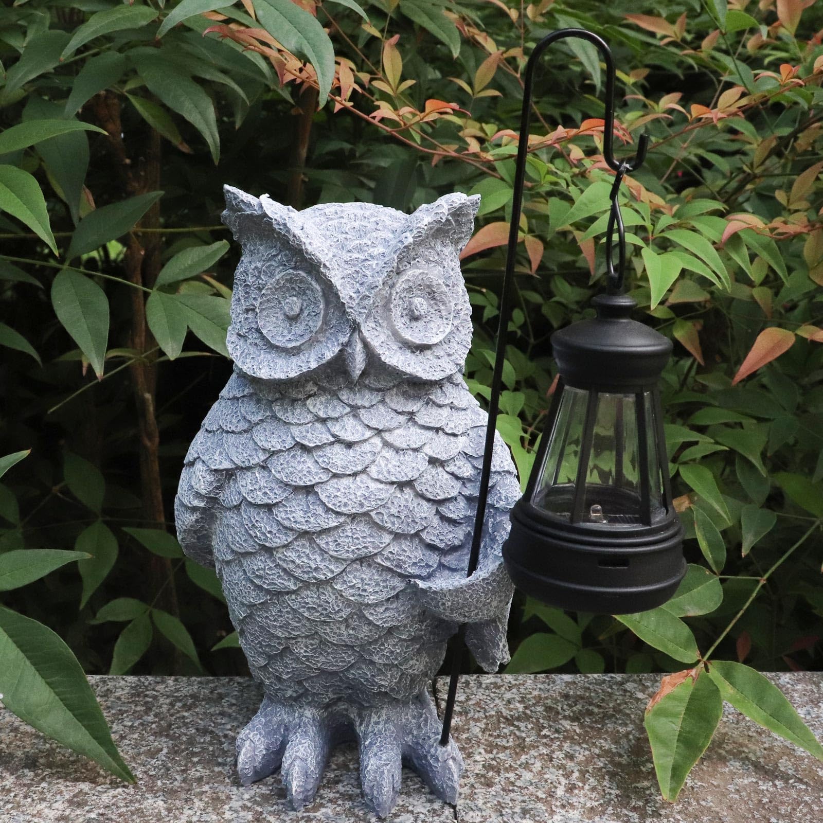 Owl Solar Lights Outdoor Garden Decor, Statue with Lantern, Owl Fairy Decoration for Home, Owl Figurine for Backyard, Blcony, Patio, Yard, Lawn and Gift
