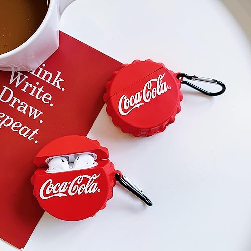 Miniatura 6 de Tapa de Coca Cola Funda de silicona suave con gancho para llavero para Apple AirPods Pro 2019 Modelo Rojo Blanco Color Coke Bebida Logo Creativo